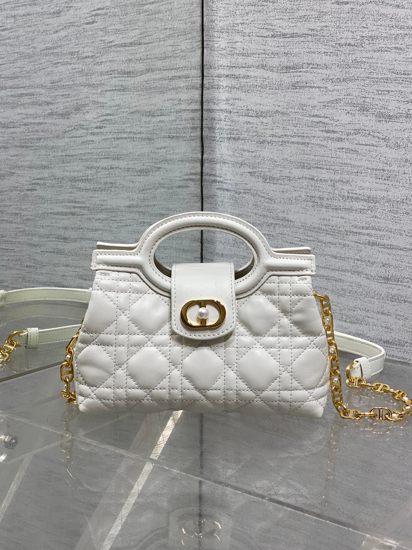 Alternative view of Dior Jolie Top Handle Mini Bag White Cowhide
