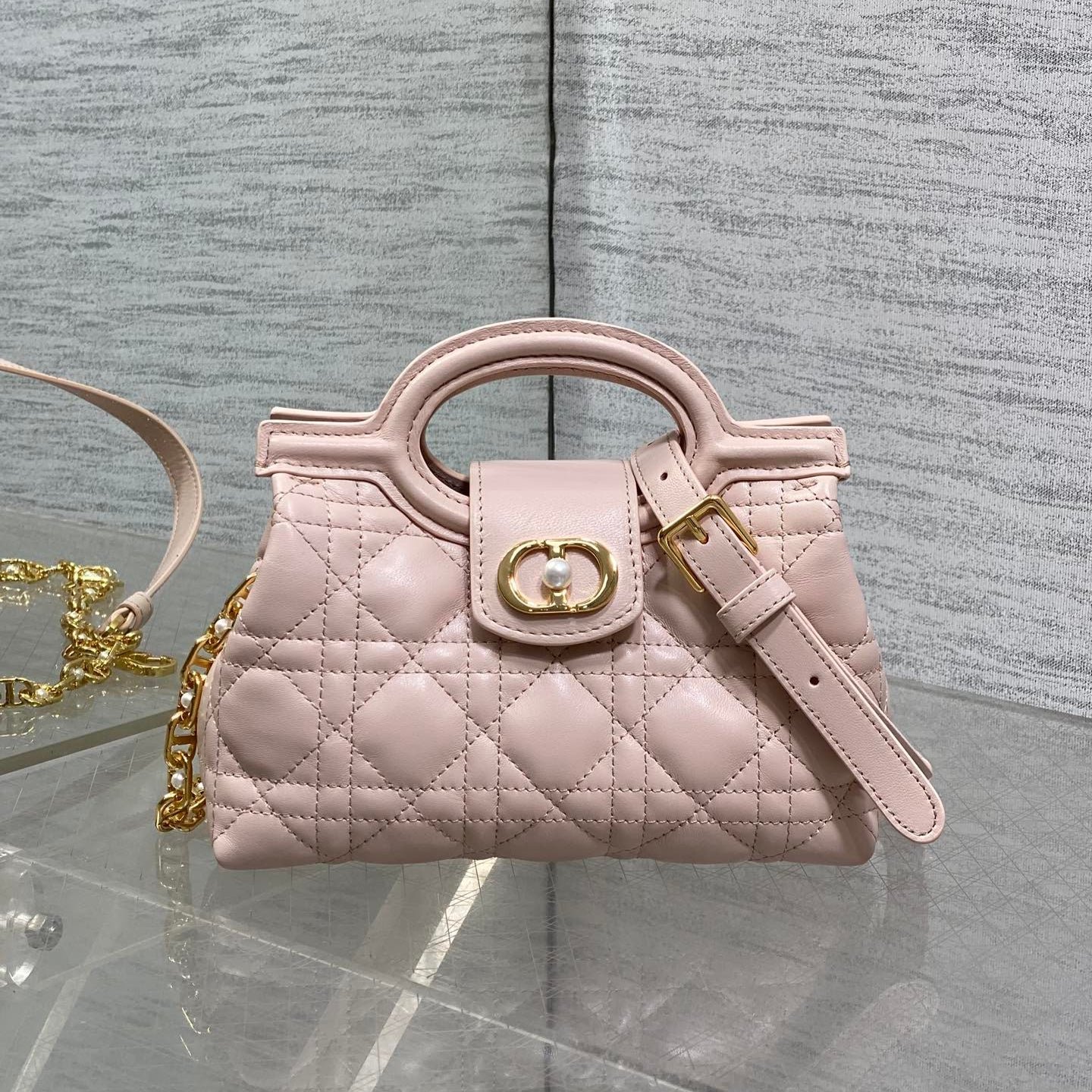 Dior Jolie Top Handle Mini Bag Pink Cowhide