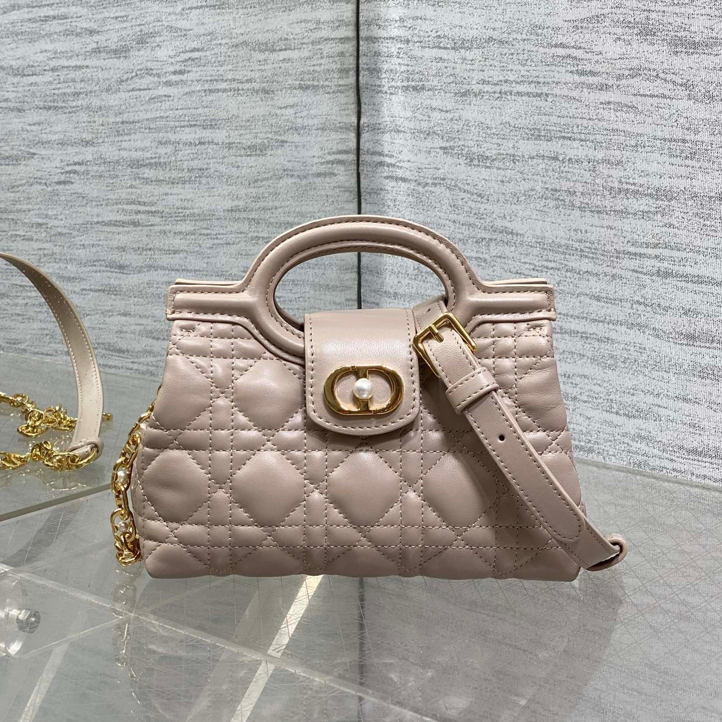 Dior Jolie Top Handle Mini Bag Beige Cowhide