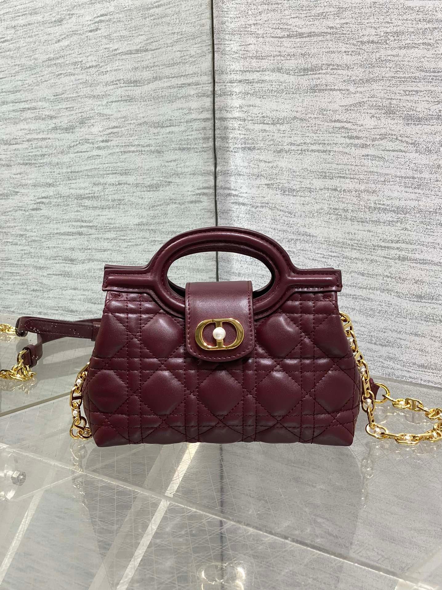 Alternative view of Dior Jolie Top Handle Mini Bag Burgundy Cowhide