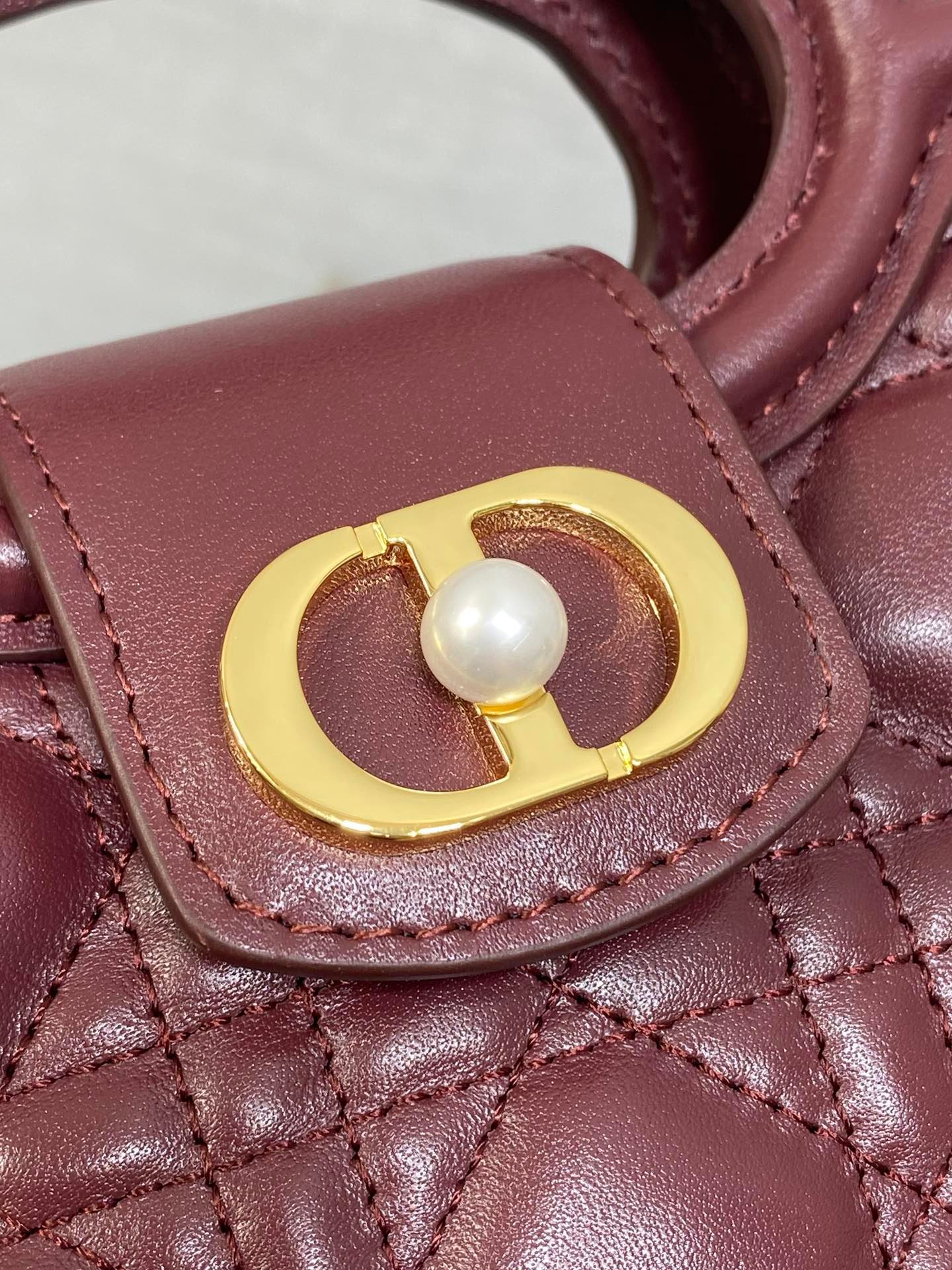 Dior Jolie Top Handle Mini Bag Burgundy Cowhide - Image 3