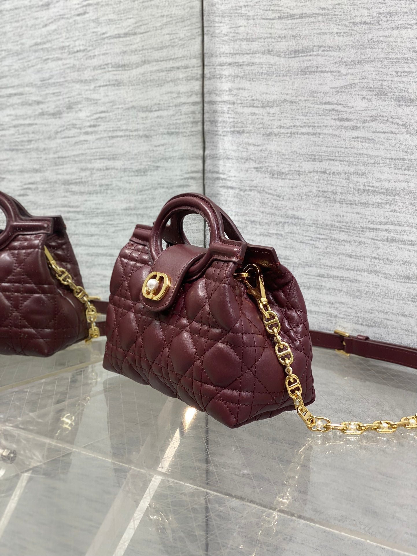 Dior Jolie Top Handle Mini Bag Burgundy Cowhide - Image 6