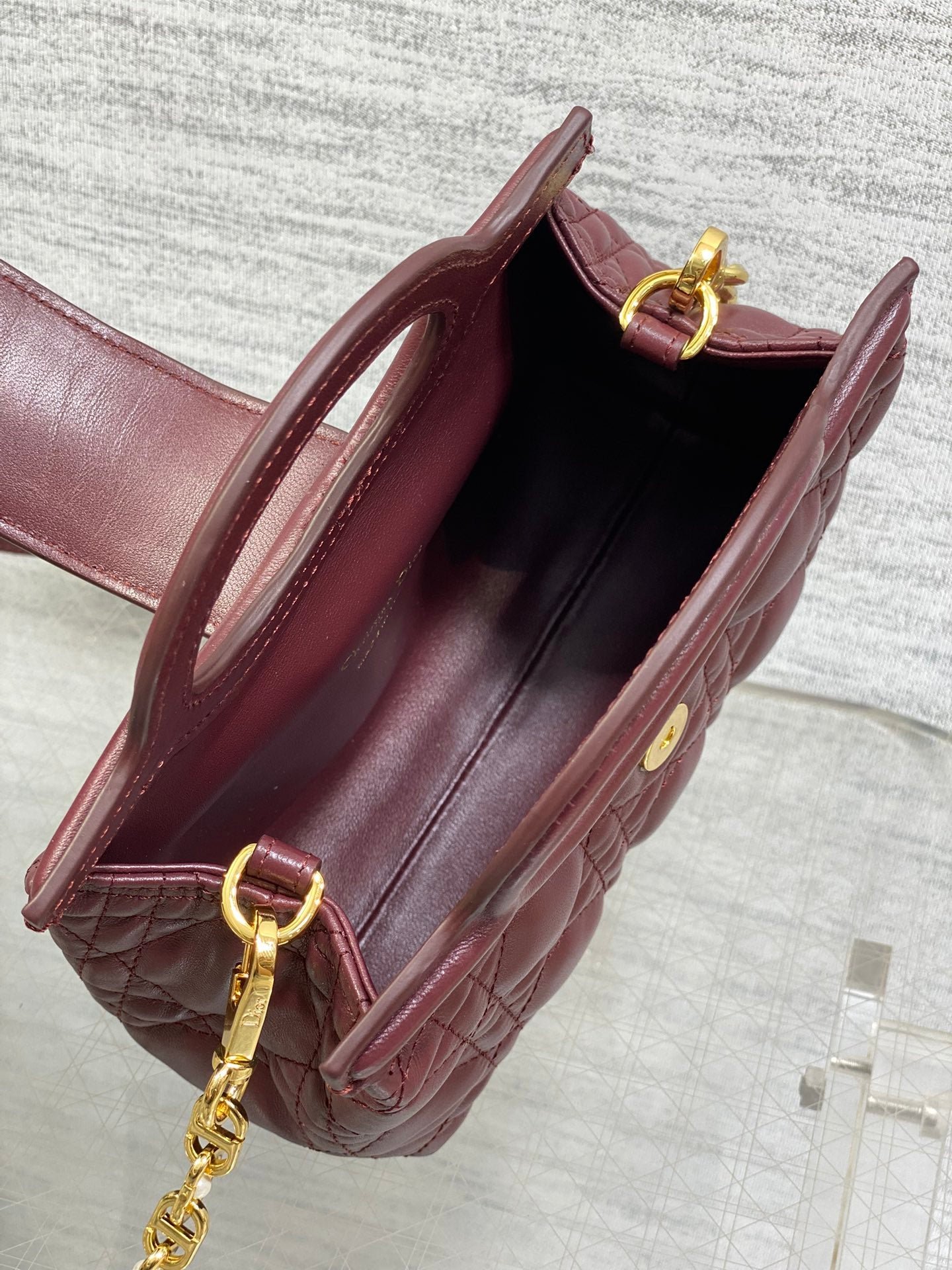 Dior Jolie Top Handle Mini Bag Burgundy Cowhide - Image 8