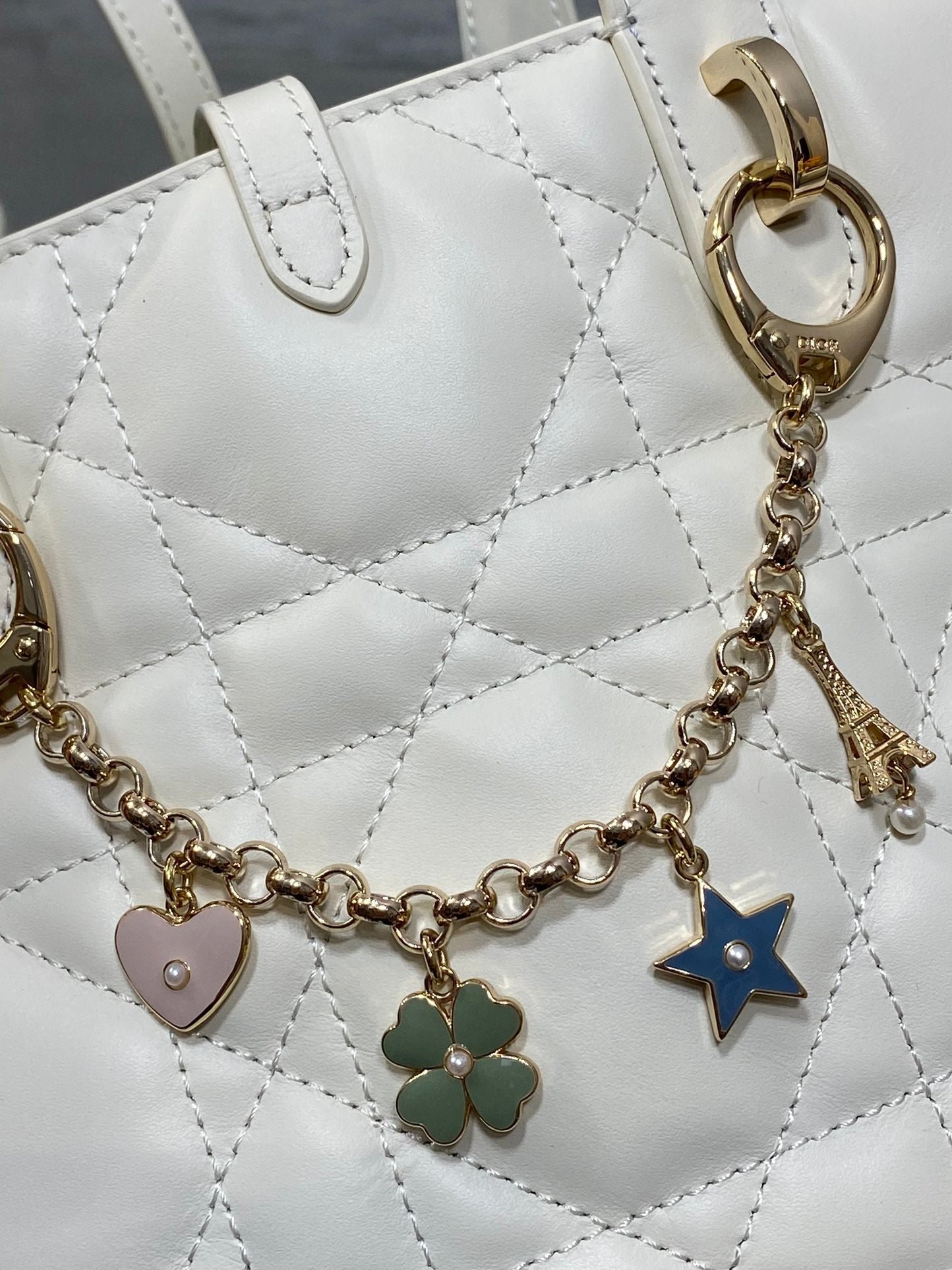 Dior Toujours Vertical Bag White Lambskin with Lucky - Image 6