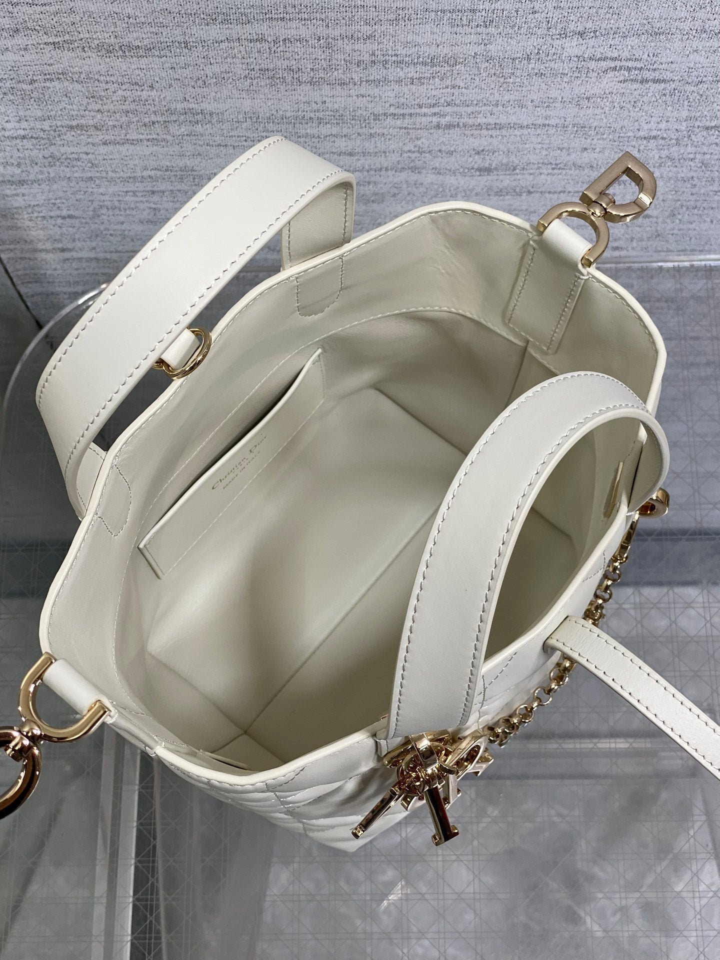 Dior Toujours Vertical Bag White Lambskin with Lucky - Image 8