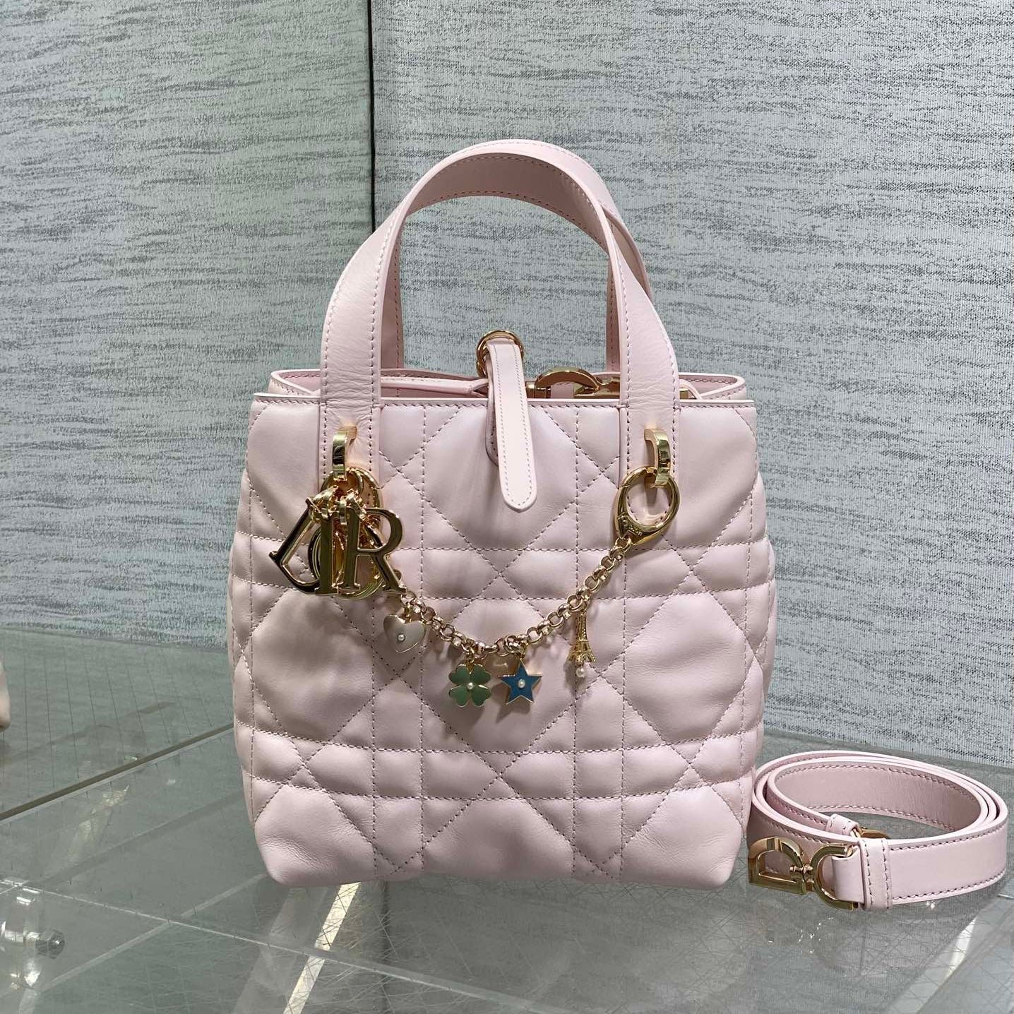 Dior Toujours Vertical Bag Pink Lambskin with Lucky