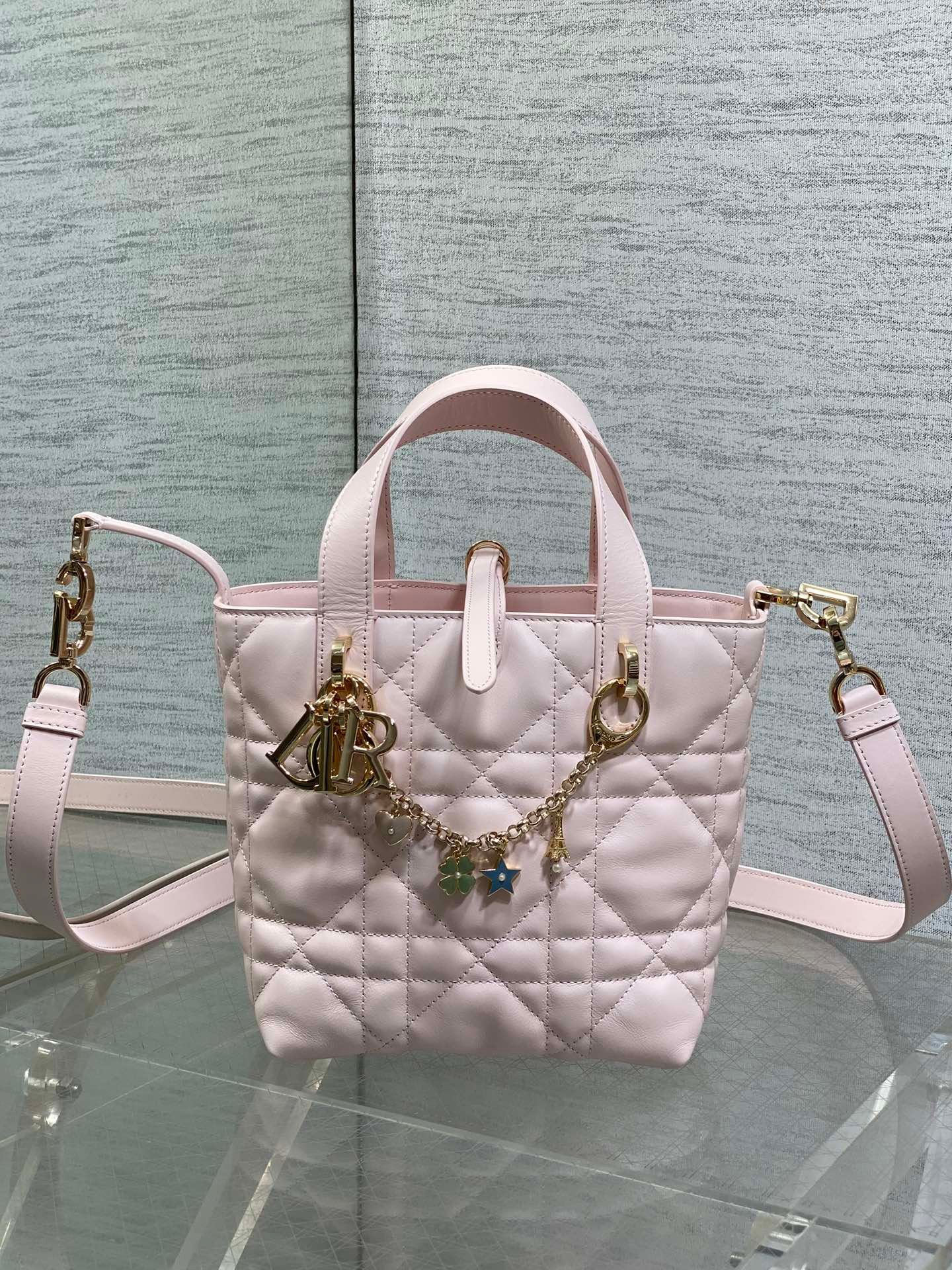 Dior Toujours Vertical Bag Pink Lambskin with Lucky - Image 2