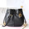 Dior Bucket Medium 28 Bag Black Lambskin Leather