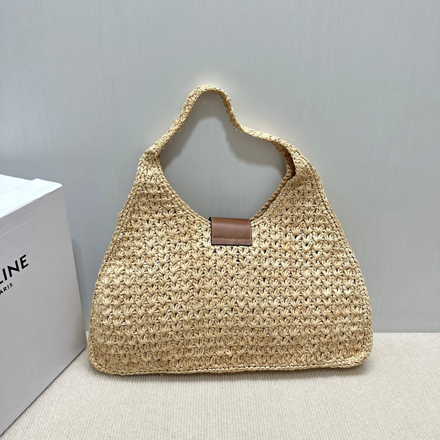 Alternative view of Celine Cabas Triangle Raffia Tote
