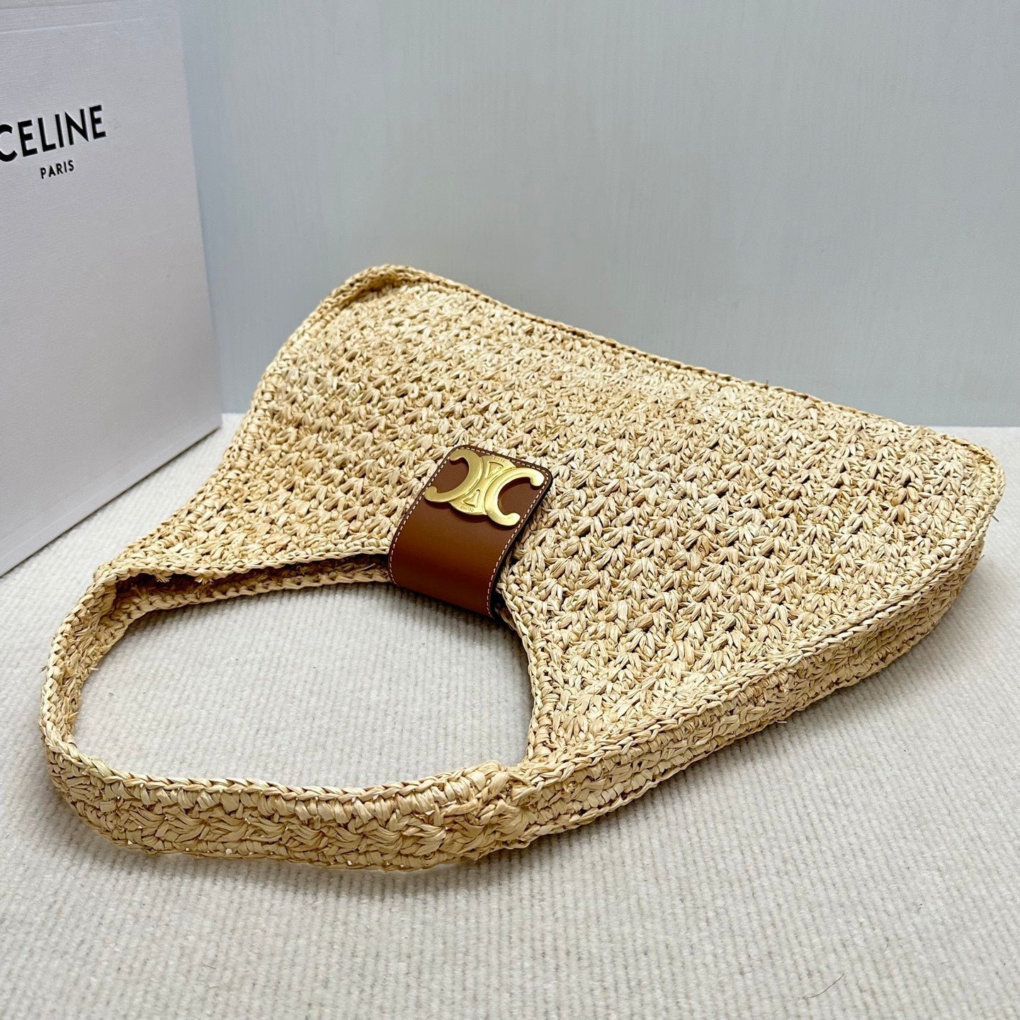 Celine Cabas Triangle Raffia Tote - Image 5