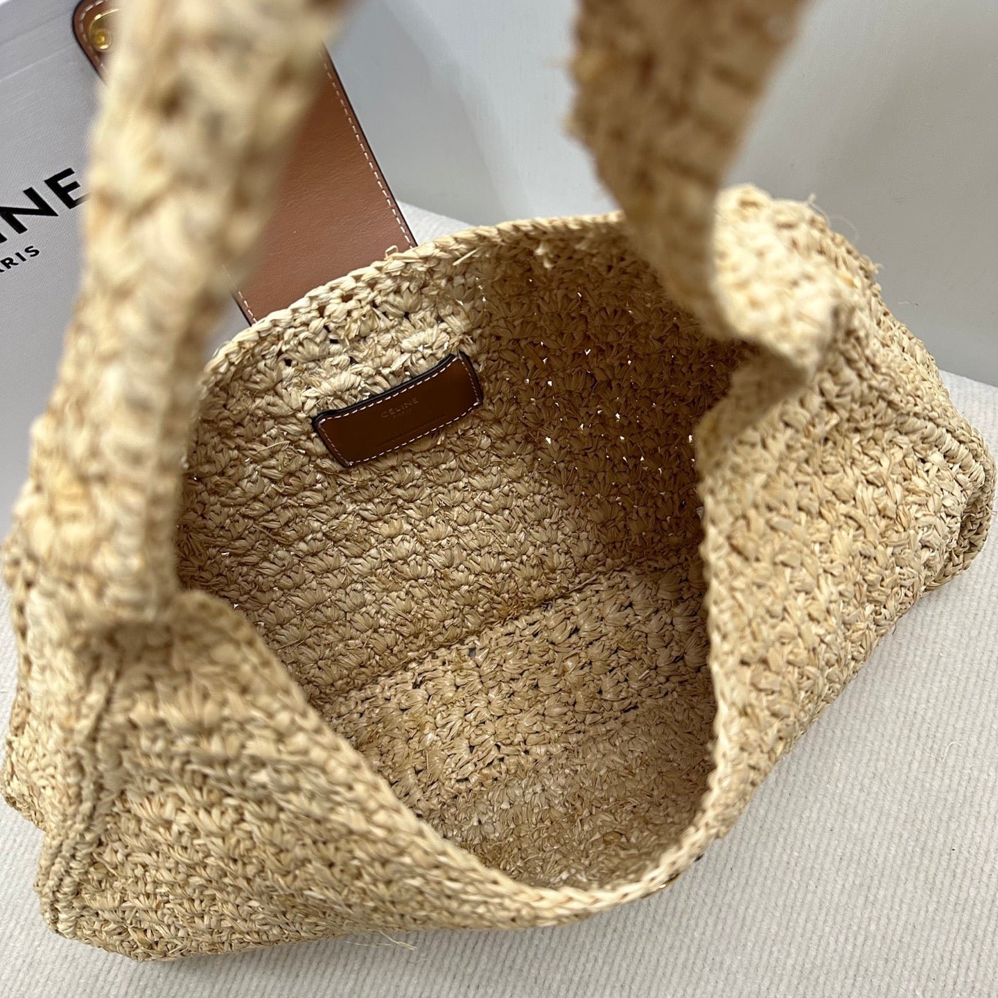 Celine Cabas Triangle Raffia Tote - Image 7