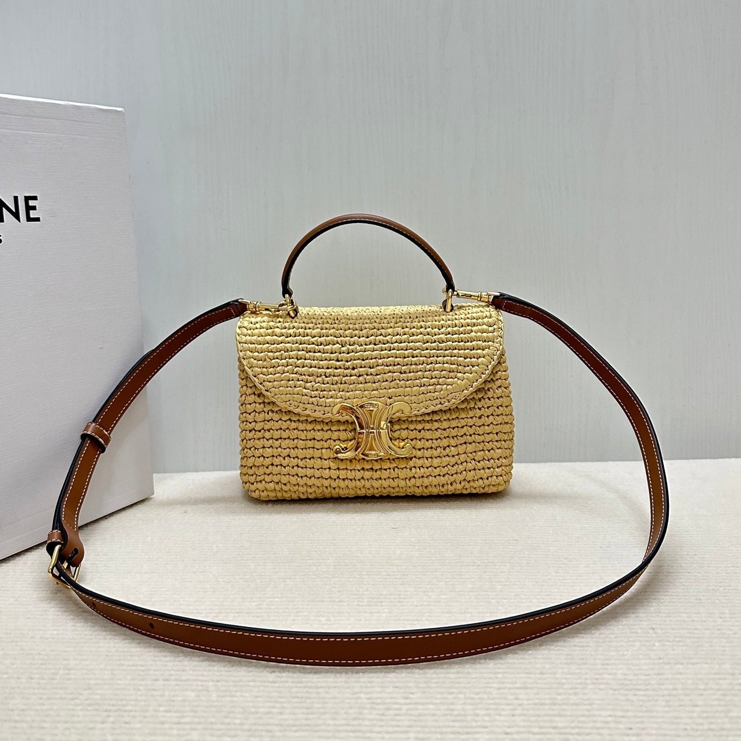 Celine Teen Nino Raffia Crossbody Bag