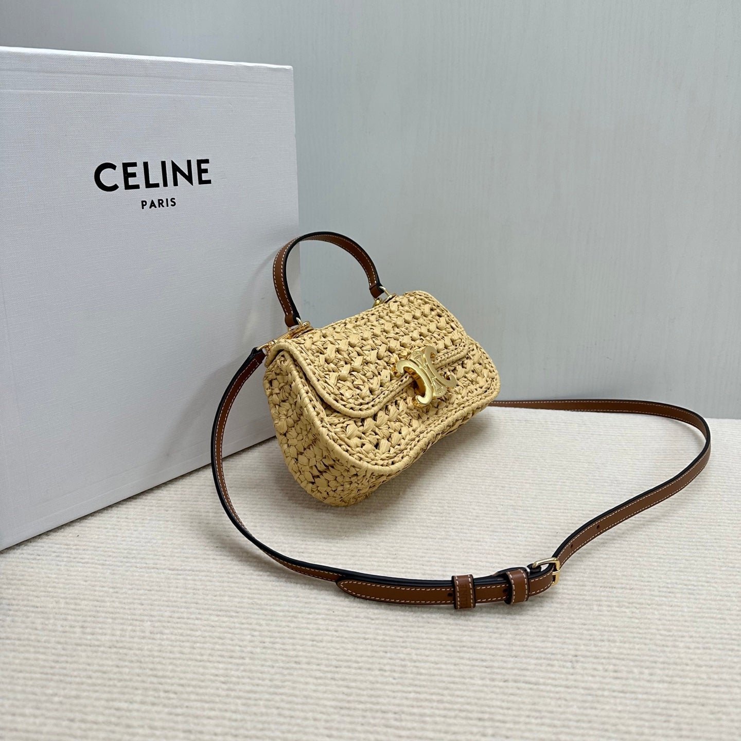 Celine Teen Lola Raffia Crossbody Bag - Image 3