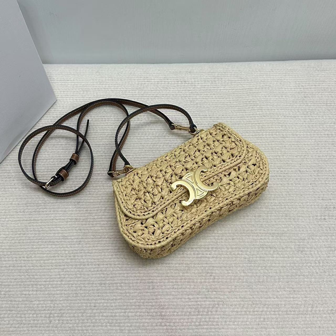 Celine Teen Lola Raffia Crossbody Bag - Image 9