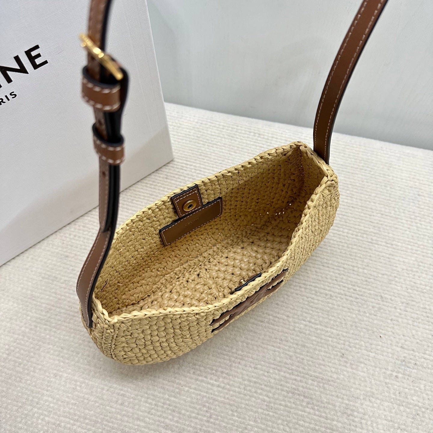 Celine Tilly Raffia Curved Underarm Bag - Image 7