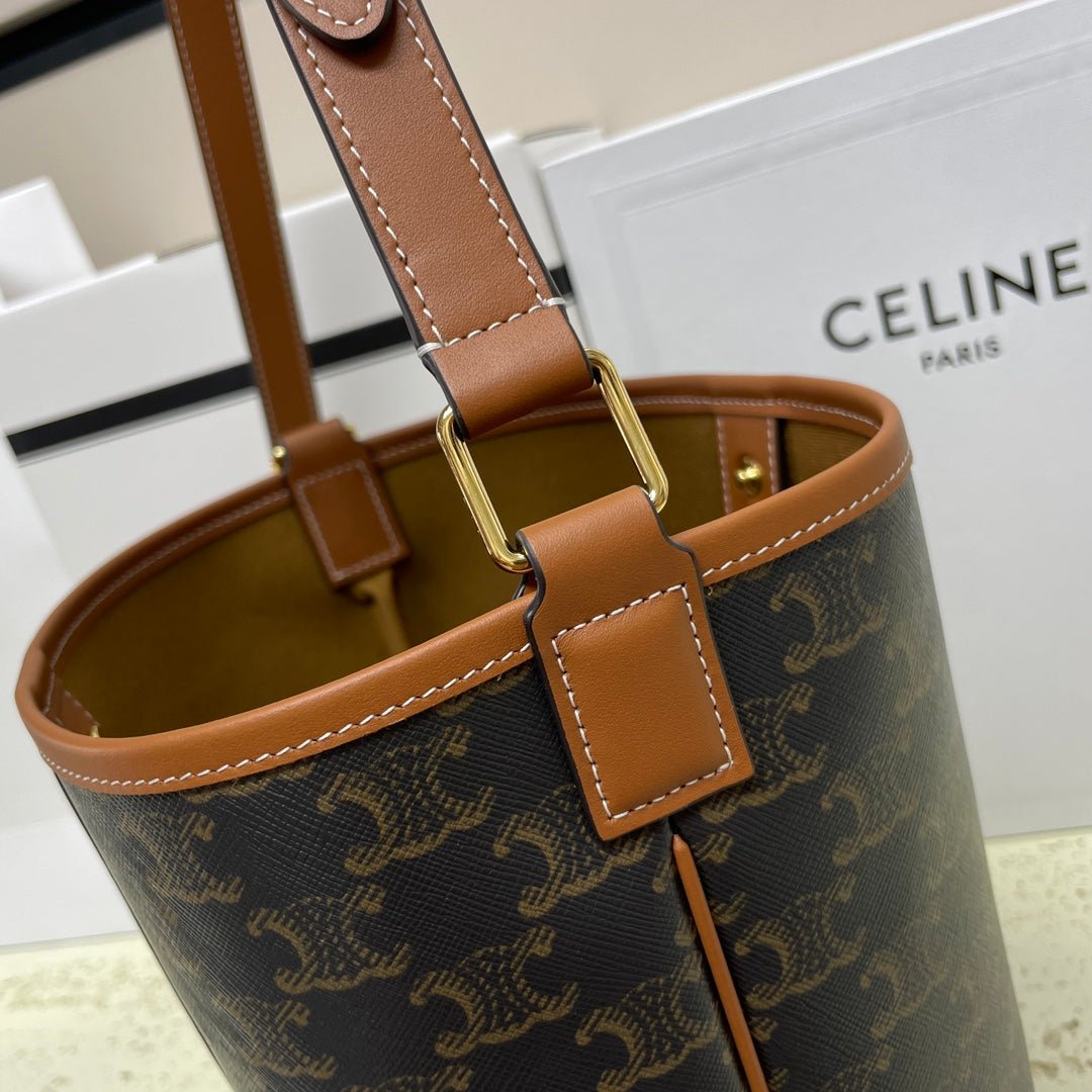 Celine Triomphe Canvas Bucket Bag - Image 4