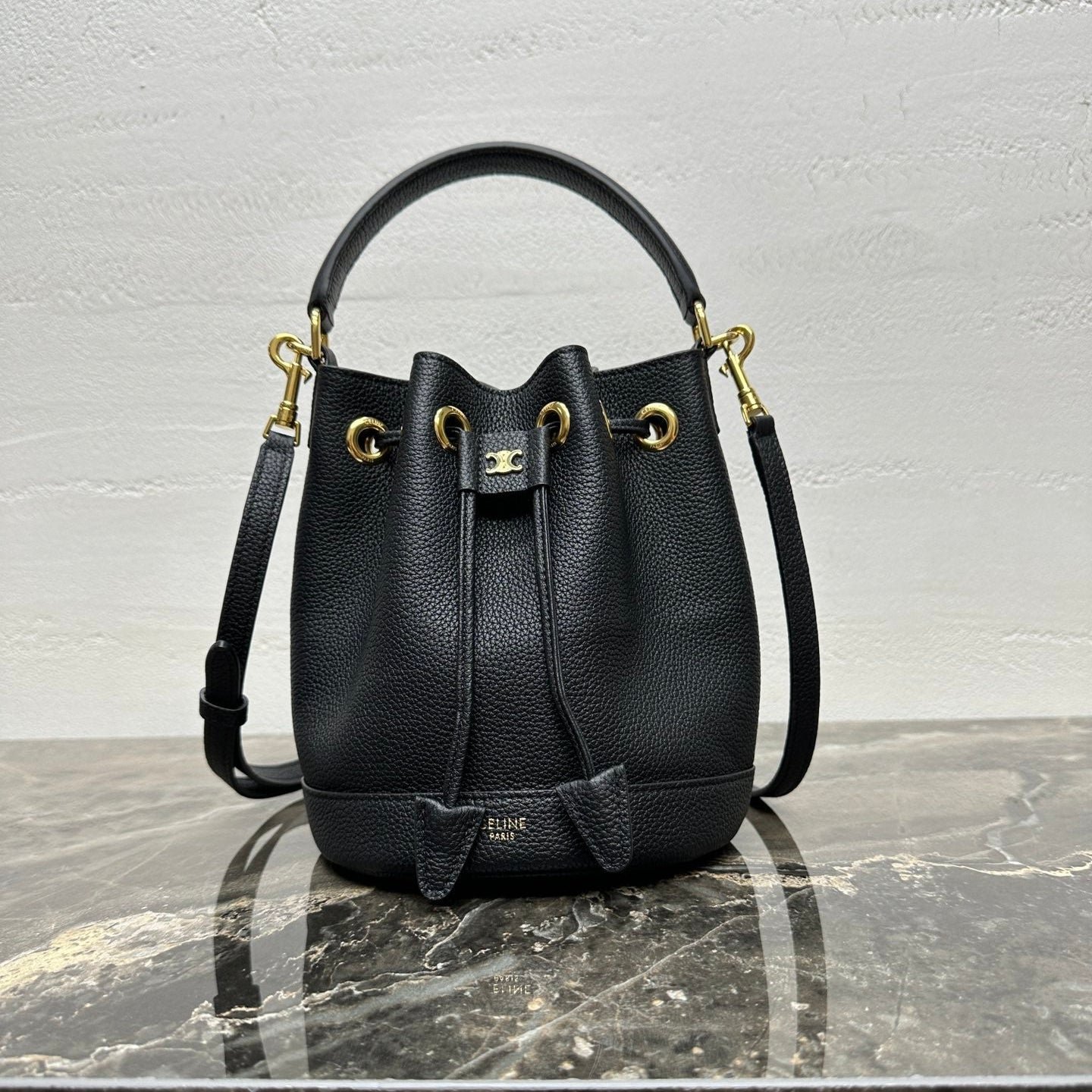 Celine Teen Clara Black Grained Bag