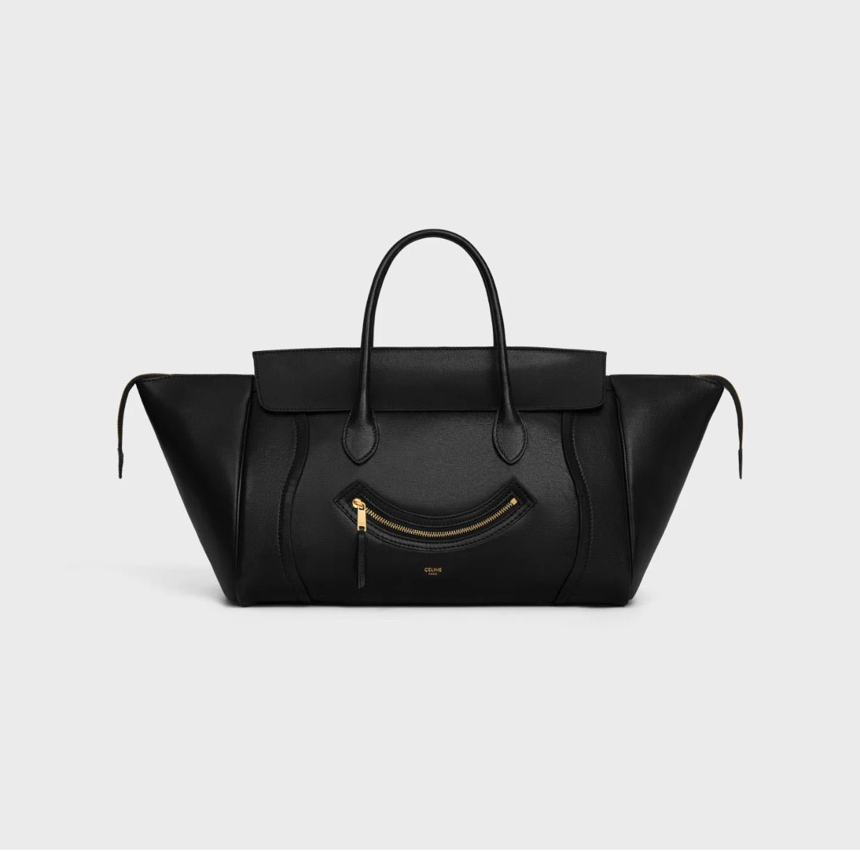Celine Luggage 36 Black Suede Tote Bag