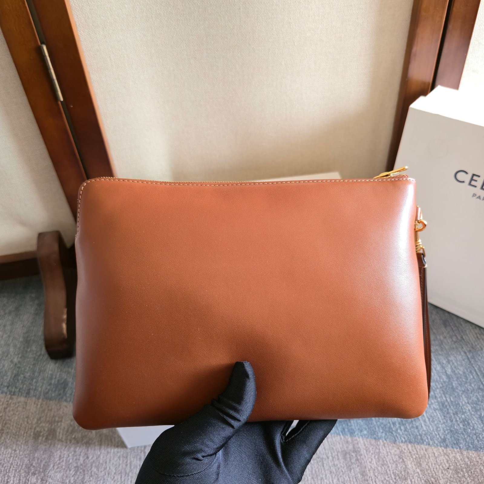 Alternative view of Celine Triomphe Cowhide Clutch Bag