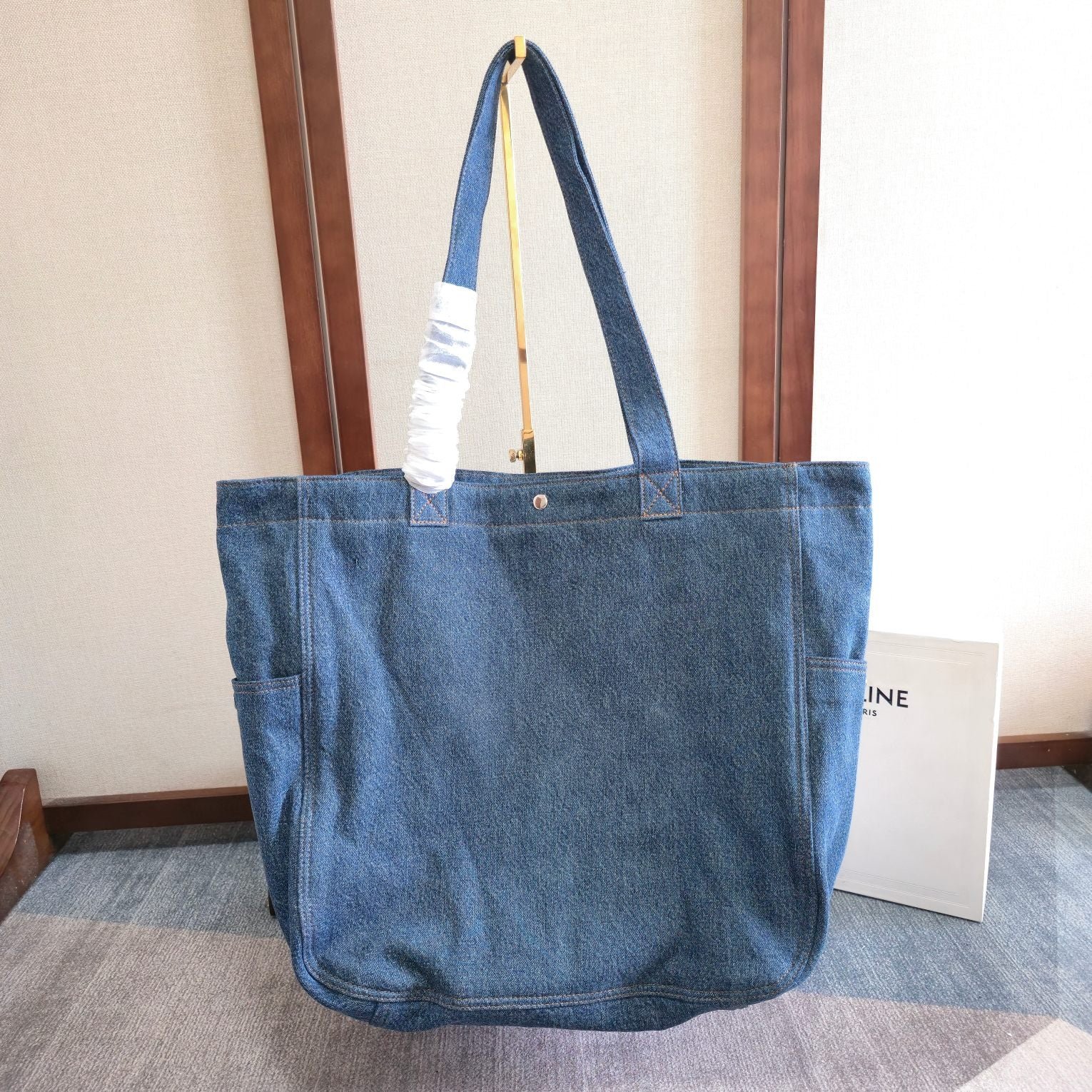 Alternative view of Celine Cabas Blue Denim Tote Bag