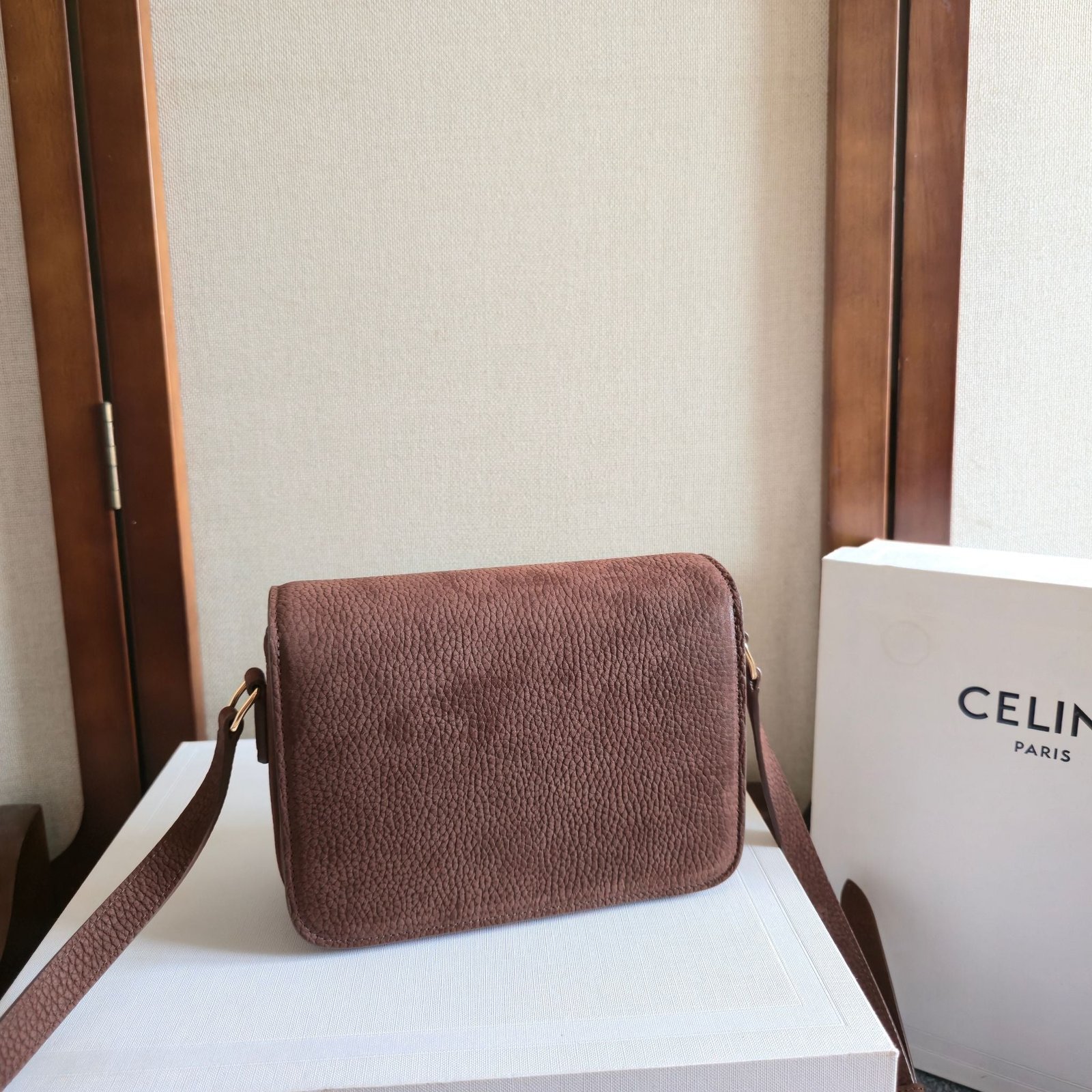 Alternative view of Celine Teen Triomphe Dark Brown Calfskin