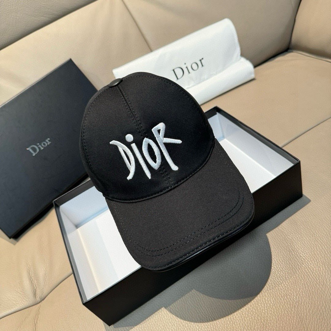 Dior Letter Embroidery Black Cotton Cap - Image 3