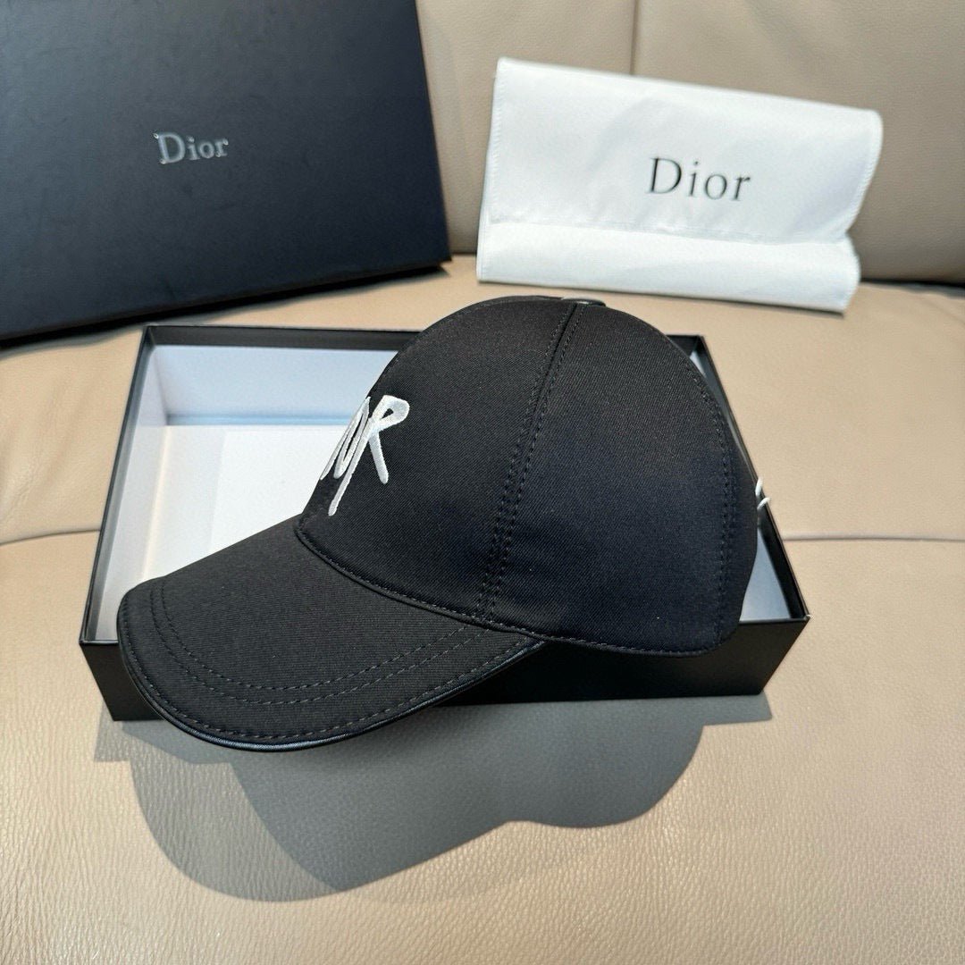 Dior Letter Embroidery Black Cotton Cap - Image 4