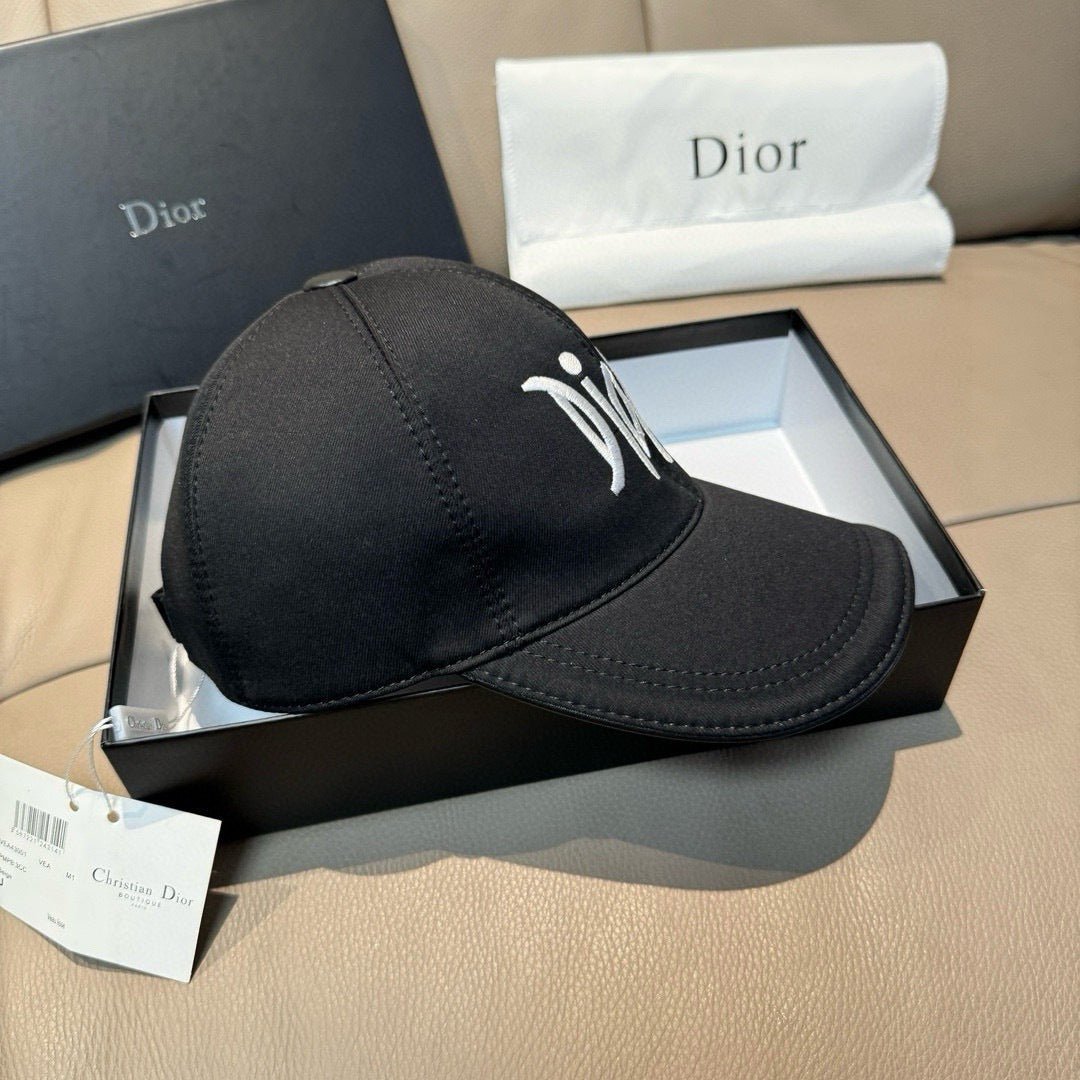 Dior Letter Embroidery Black Cotton Cap - Image 5