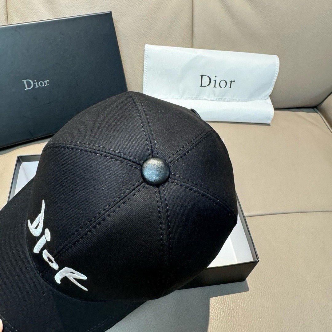 Dior Letter Embroidery Black Cotton Cap - Image 6