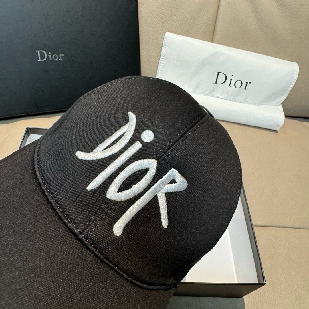 Dior Letter Embroidery Black Cotton Cap - Image 7