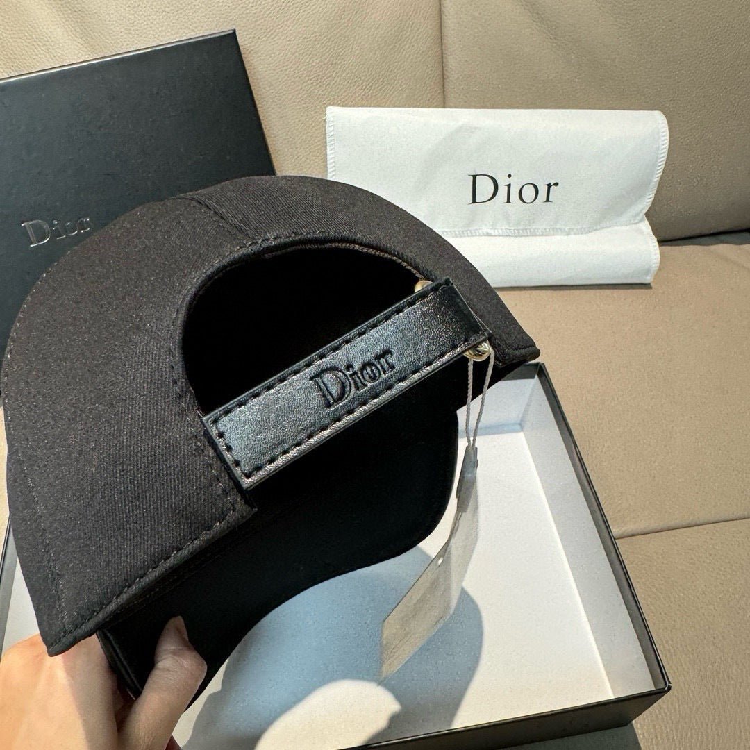 Dior Letter Embroidery Black Cotton Cap - Image 8