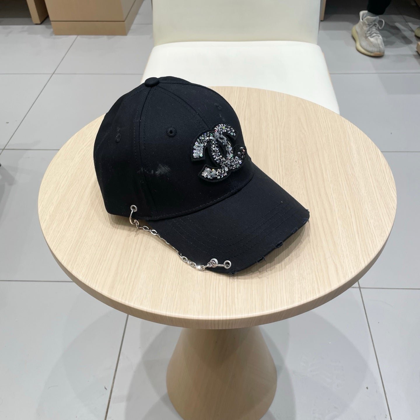 Alternative view of Chanel Baseball Cap with Chain Black in Cloth 192201