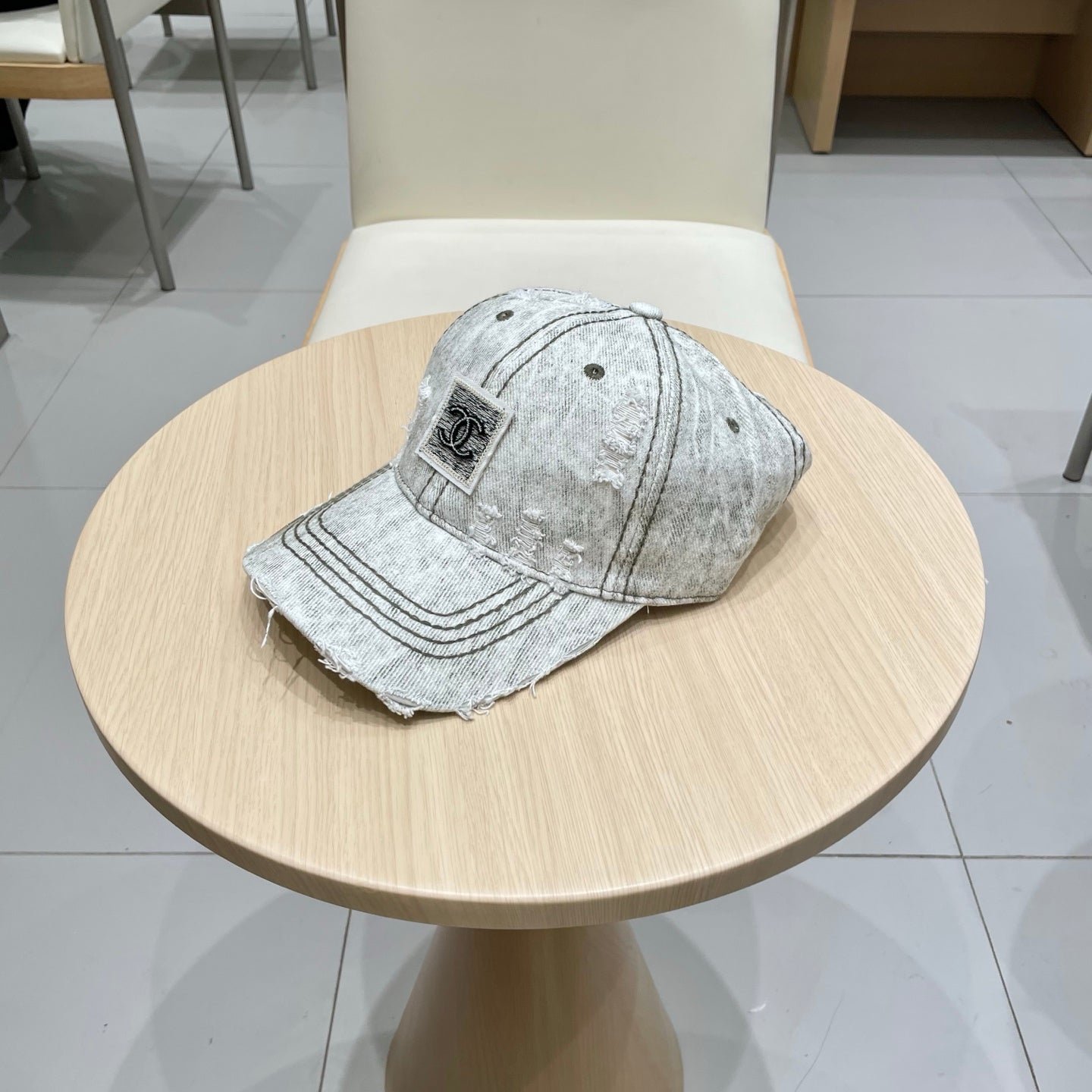 Alternative view of Chanel Baseball Cap Faded Grey Denim 192131