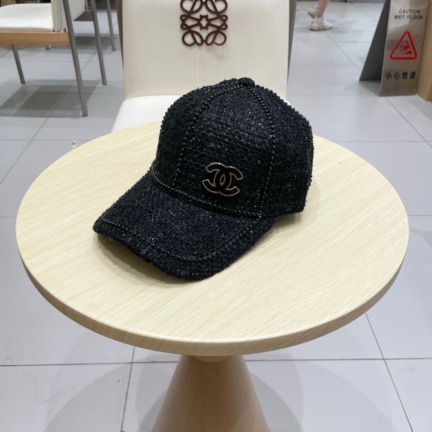 Chanel Baseball Cap With Heavy Pearl Black in Cloth 192120 - Image 3