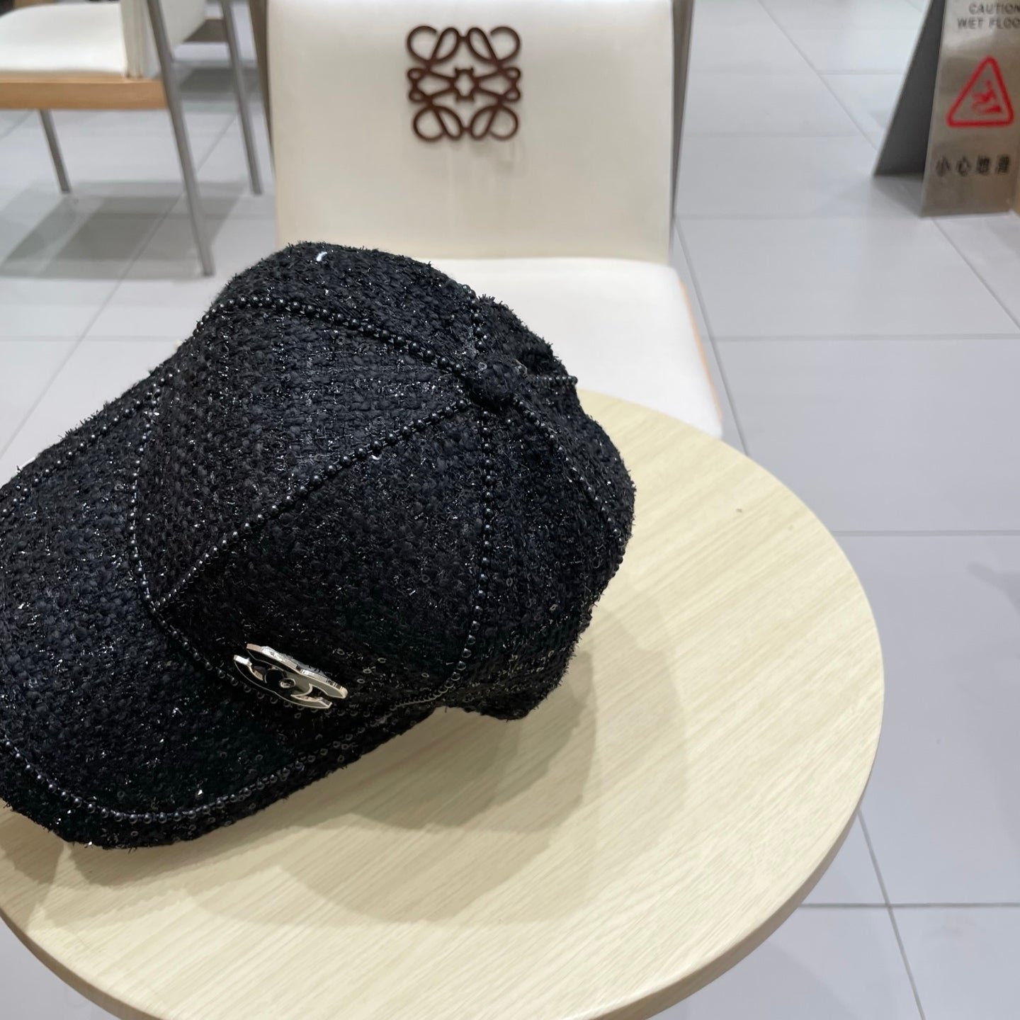 Chanel Baseball Cap With Heavy Pearl Black in Cloth 192120 - Image 7