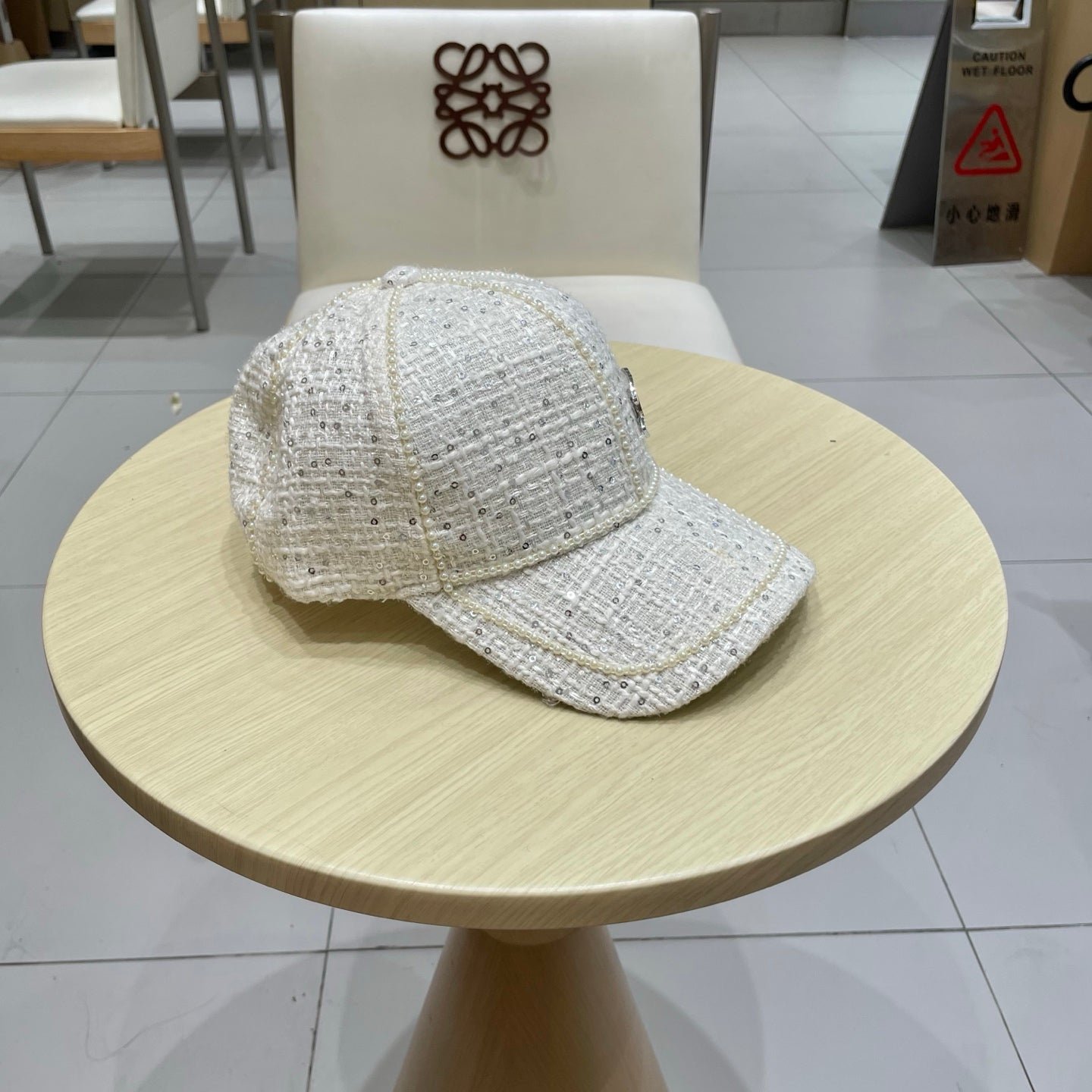 Alternative view of Chanel Baseball Cap With Heavy Pearl Off-white in Cloth 192119
