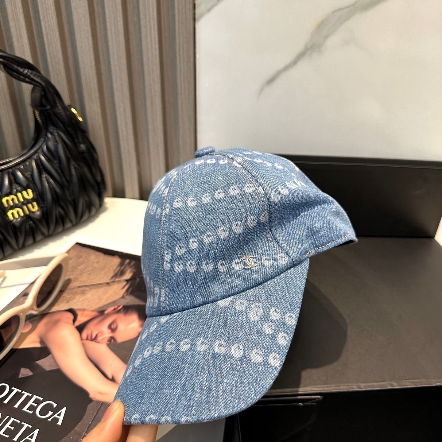 Alternative view of Chanel Baseball Cap Light Blue in Denim 197872