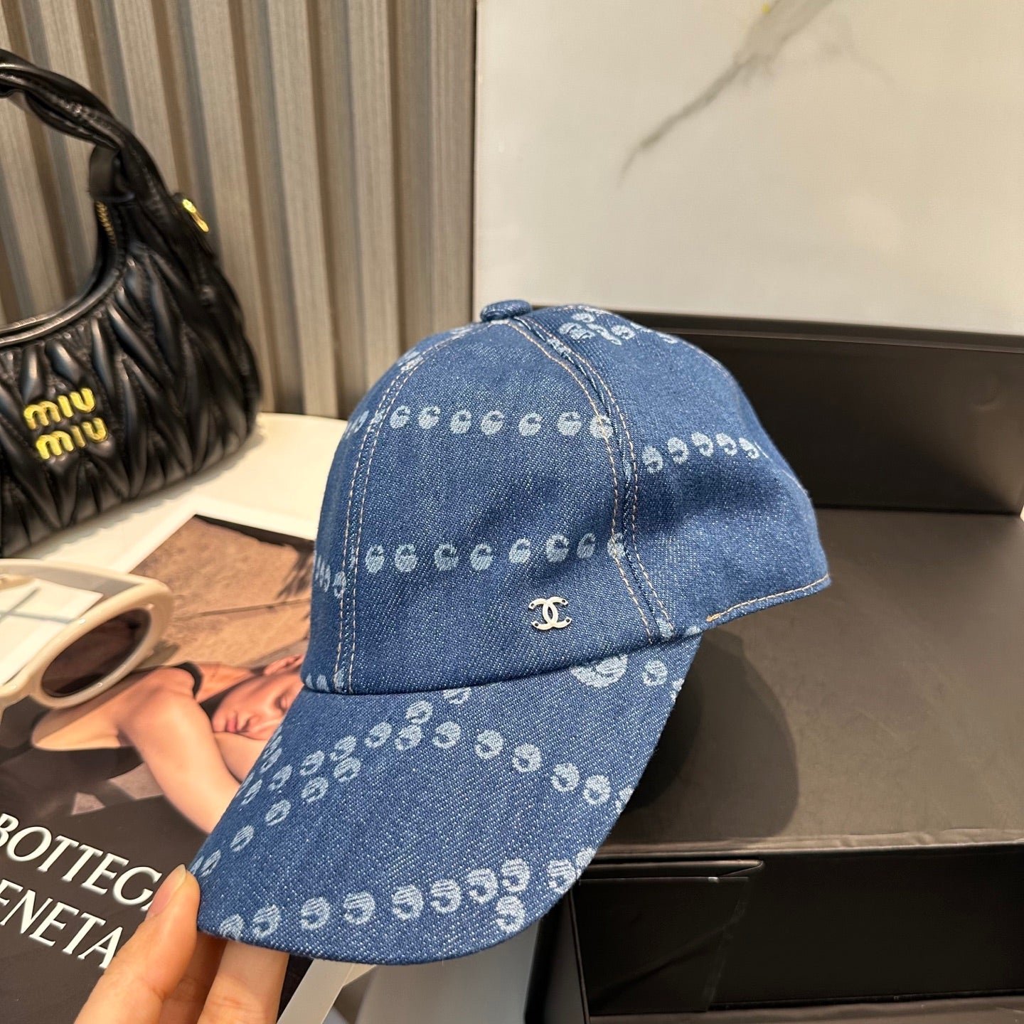 Alternative view of Chanel Baseball Cap Dark Blue in Denim 197871