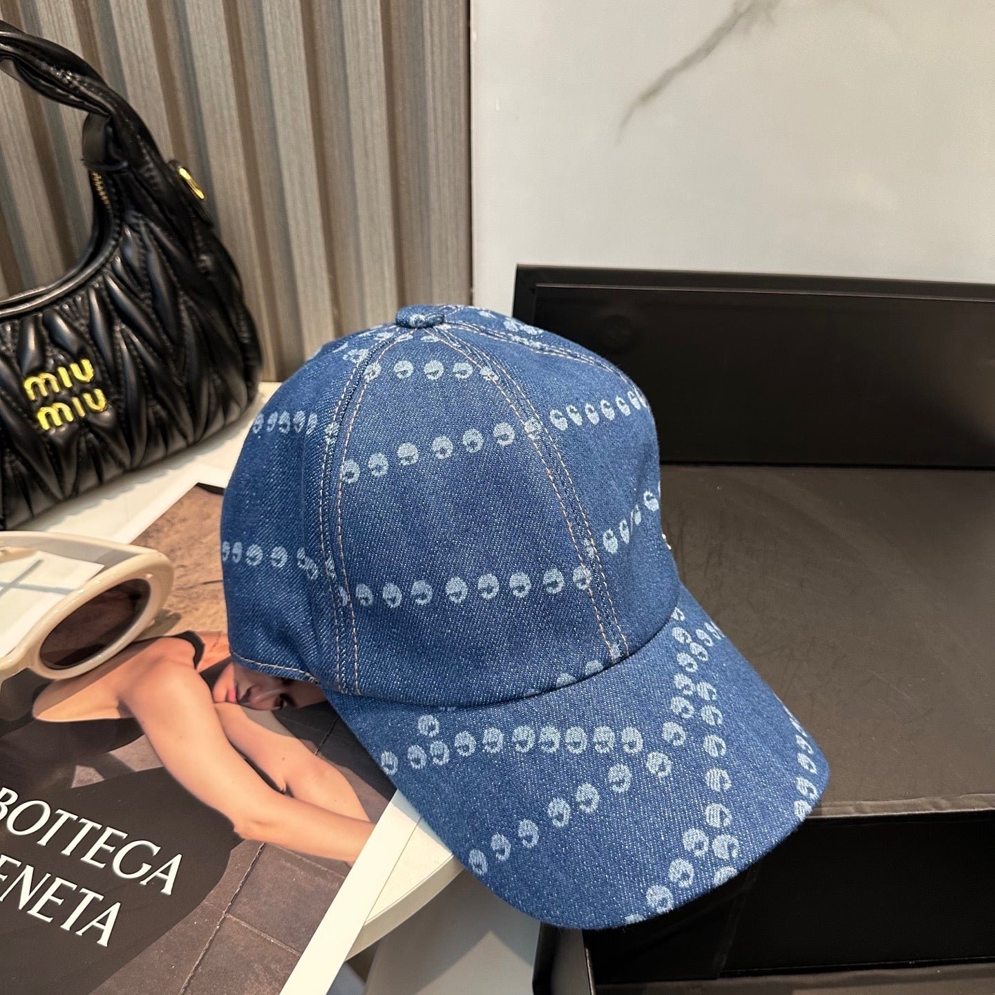 Chanel Baseball Cap Dark Blue in Denim 197871 - Image 6