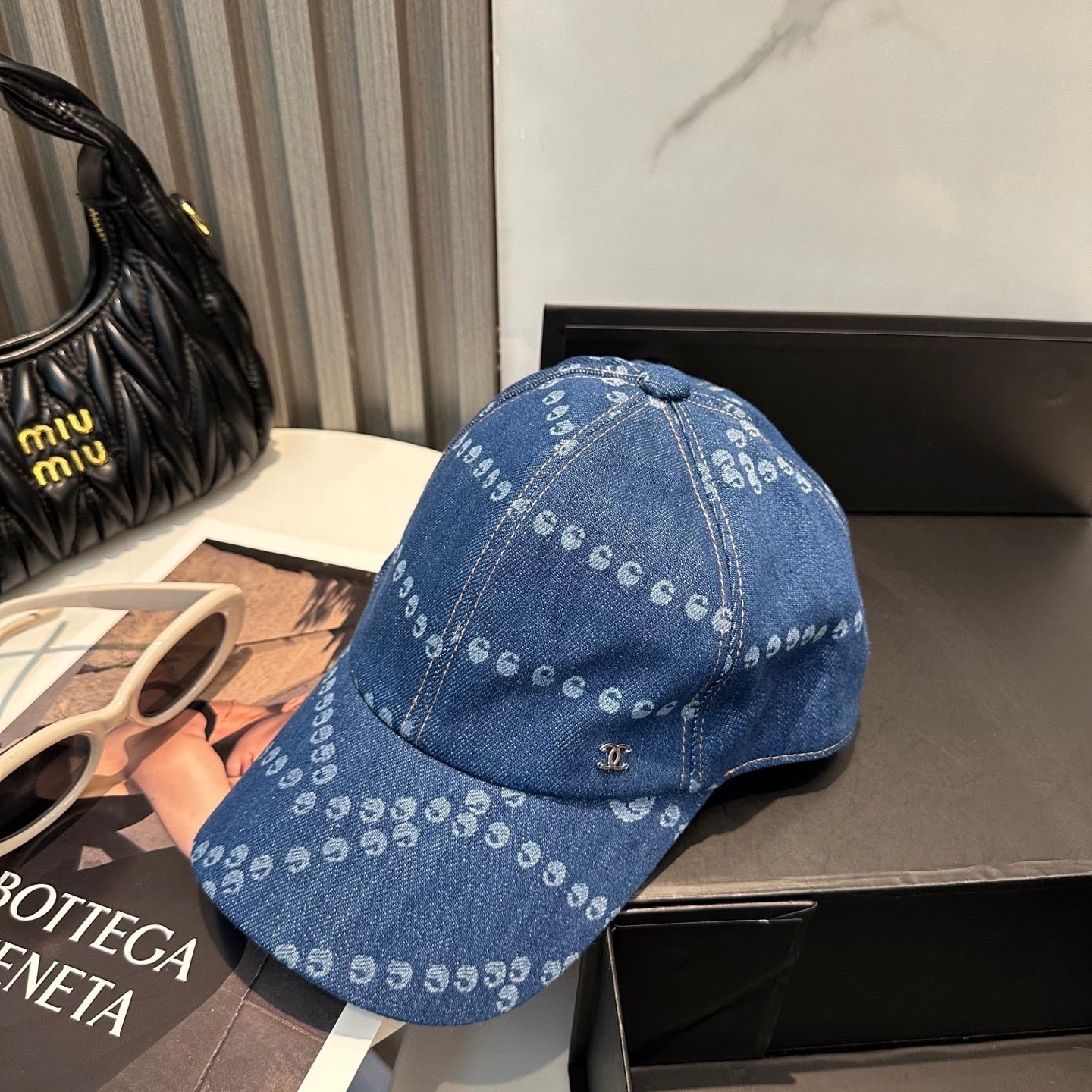 Chanel Baseball Cap Dark Blue in Denim 197871 - Image 7