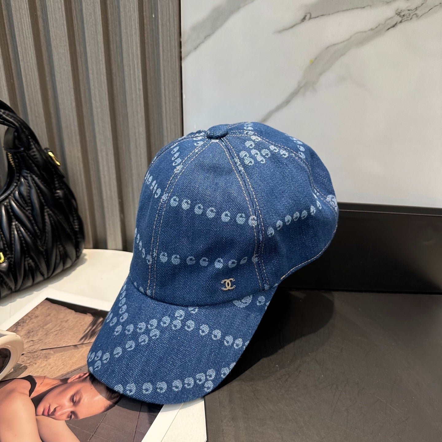 Chanel Baseball Cap Dark Blue in Denim 197871 - Image 9