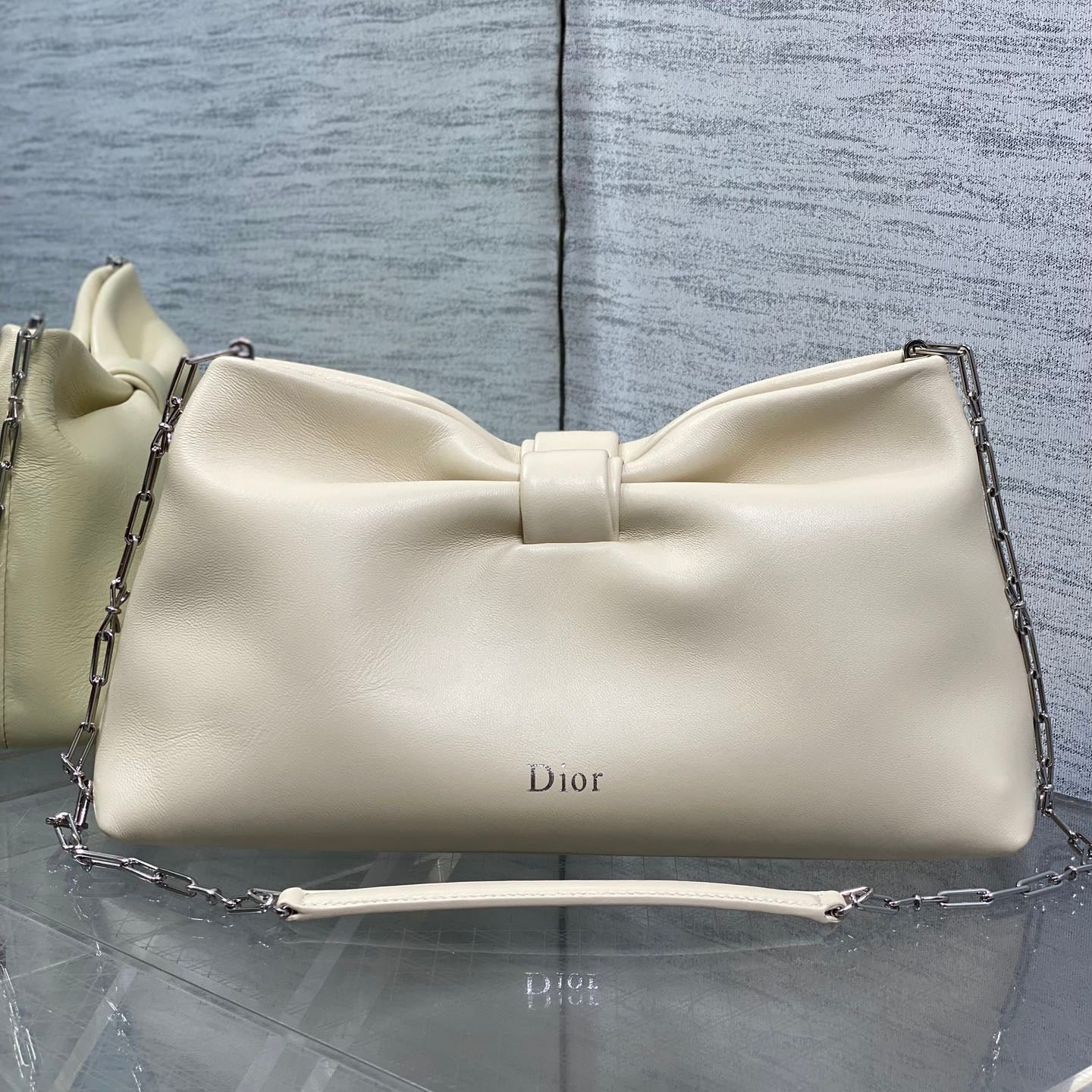 Alternative view of Dior Bow Ivory Lambskin Bow Chain Shoulder Bag