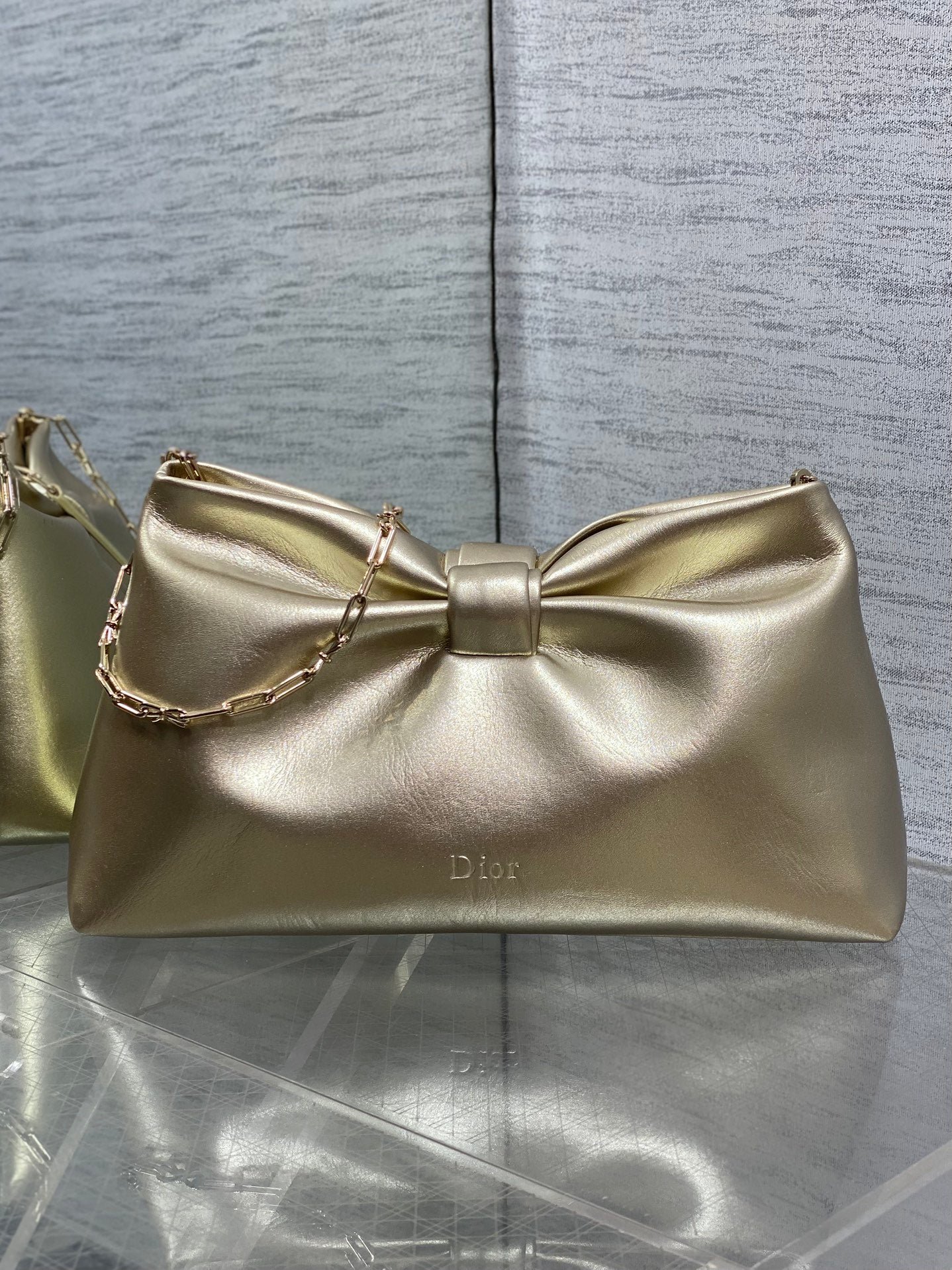 Dior Bow Chain Gold Bag in Lambskin - Image 4