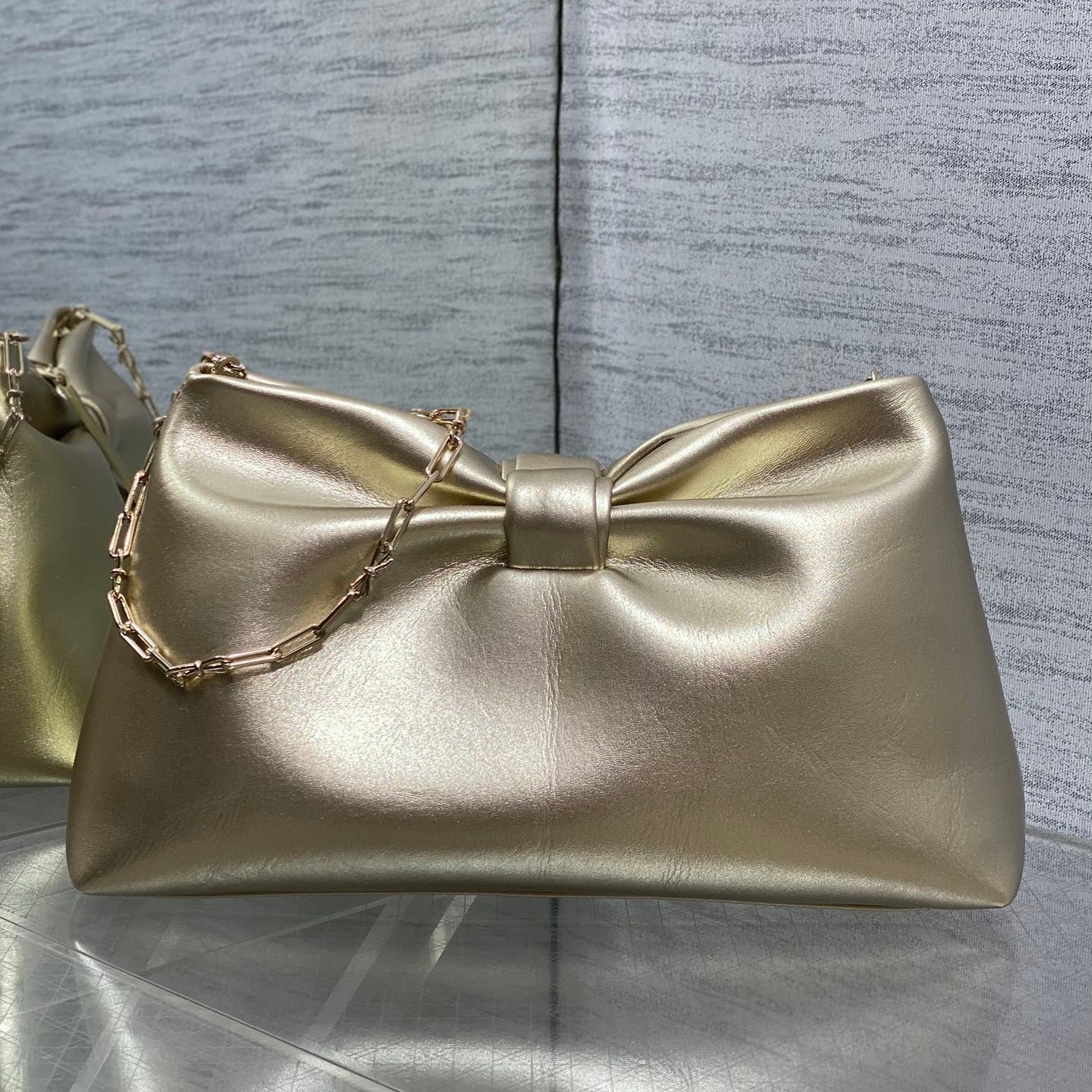 Dior Bow Chain Gold Bag in Lambskin - Image 2