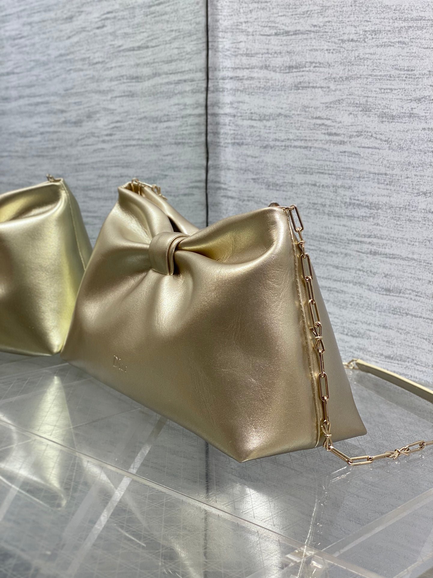 Dior Bow Chain Gold Bag in Lambskin - Image 7