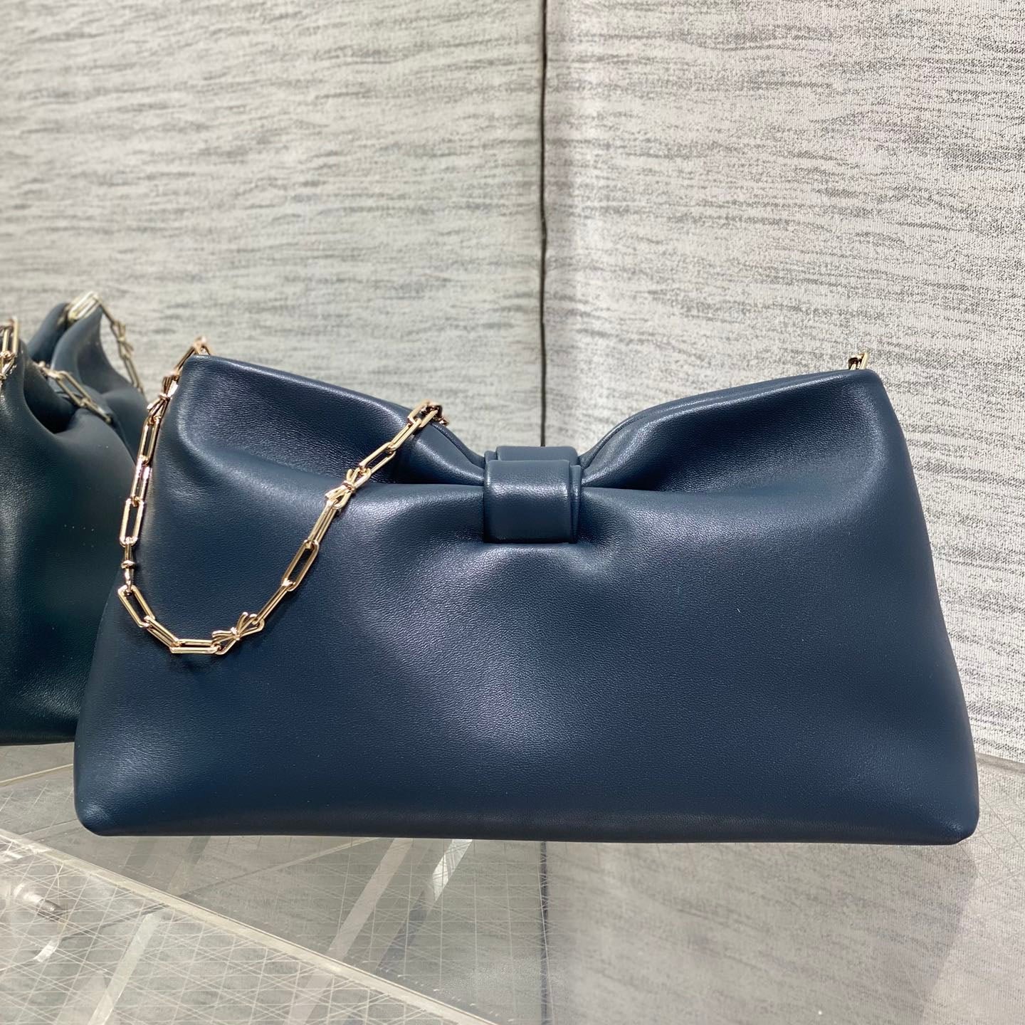 Alternative view of Dior Bow Chain Navy Blue Bag in Lambskin