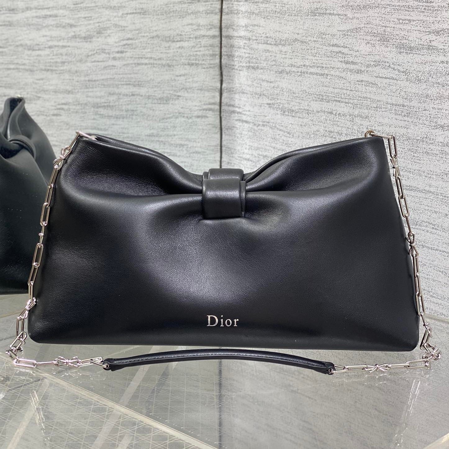 Dior Bow Chain Series Classic Black Lambskin Bag