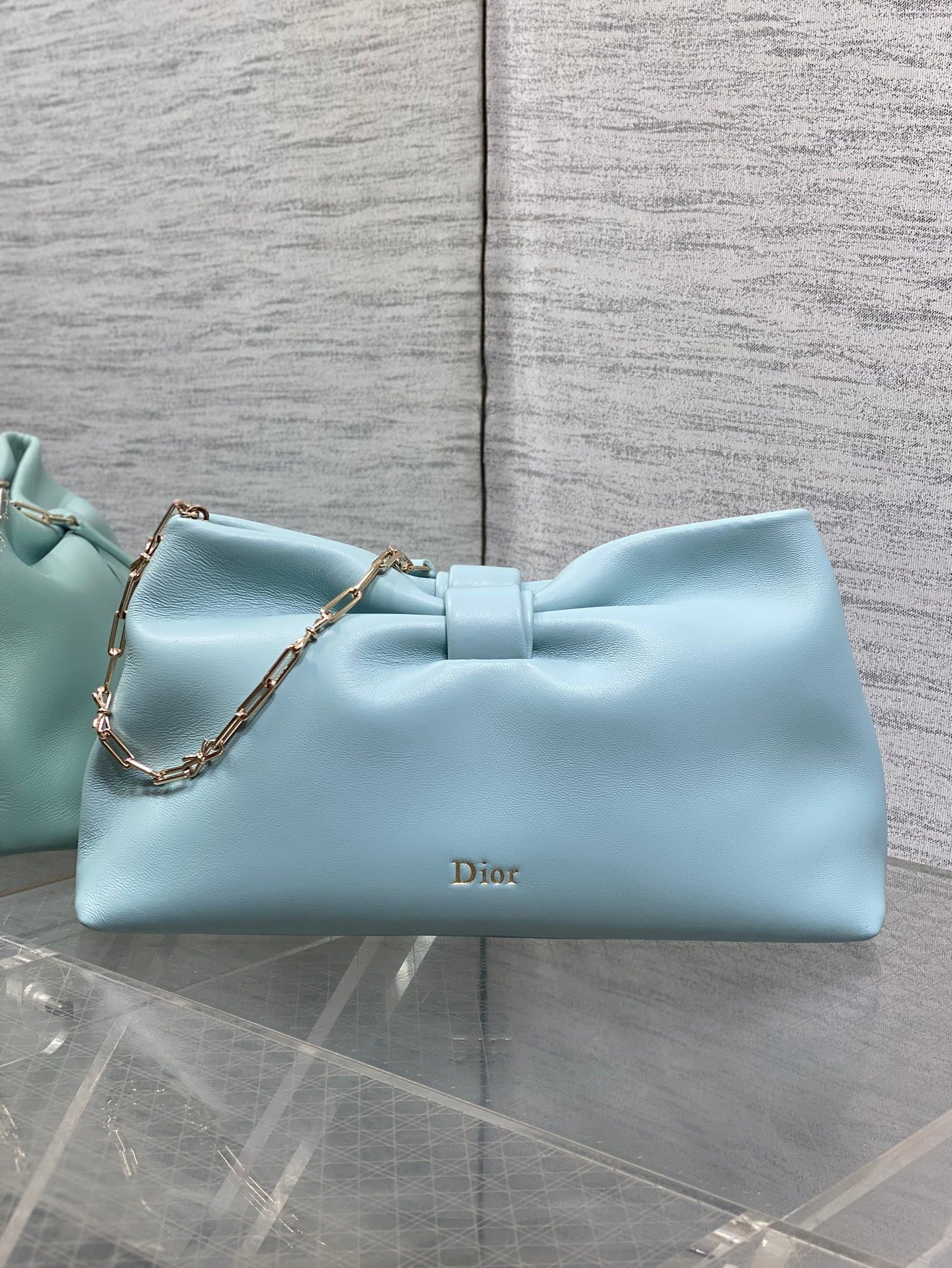 Alternative view of Dior Bow Chain Series Fresh Blue Lambskin Bag