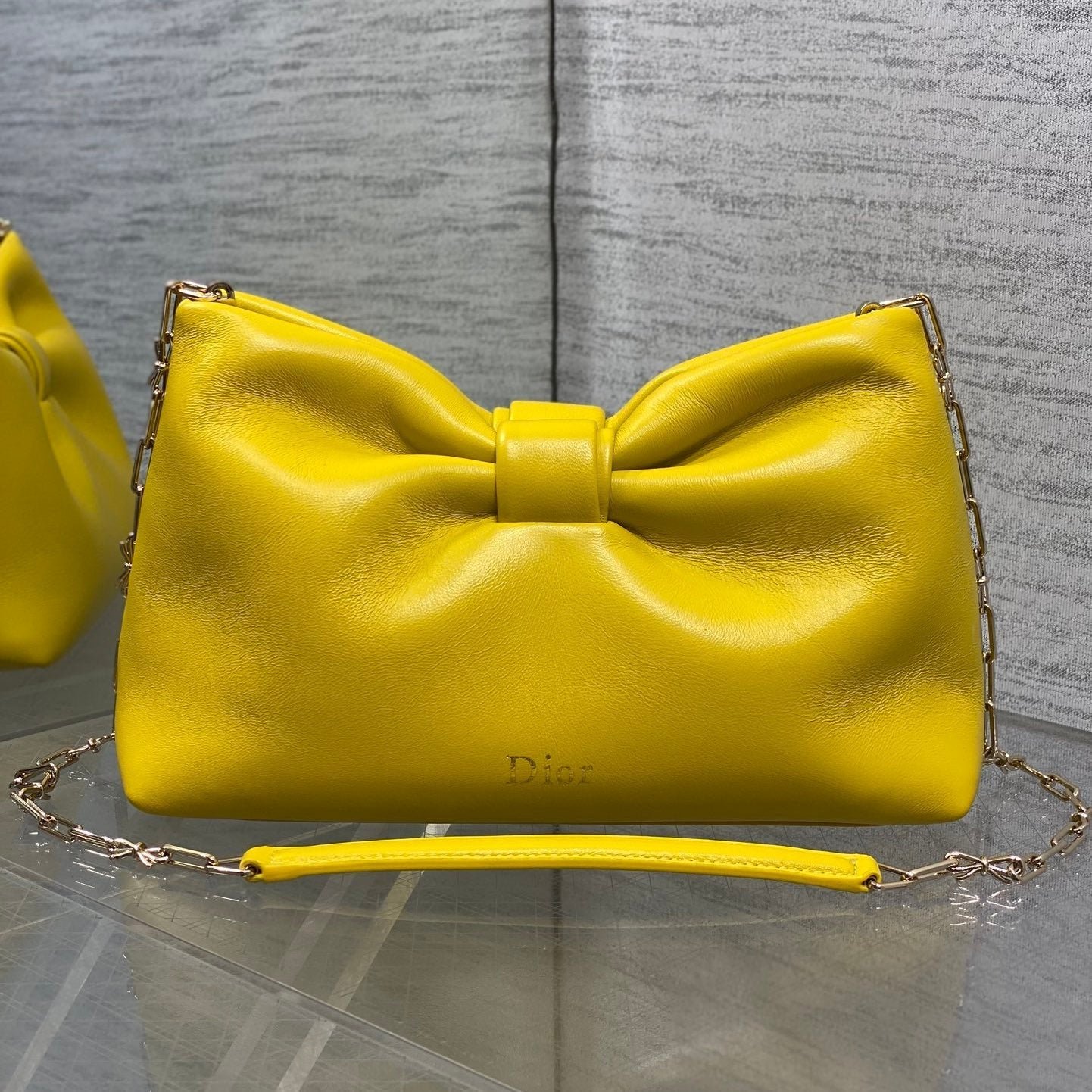 Alternative view of Dior Bow Chain Series Bright Yellow Lambskin Bag