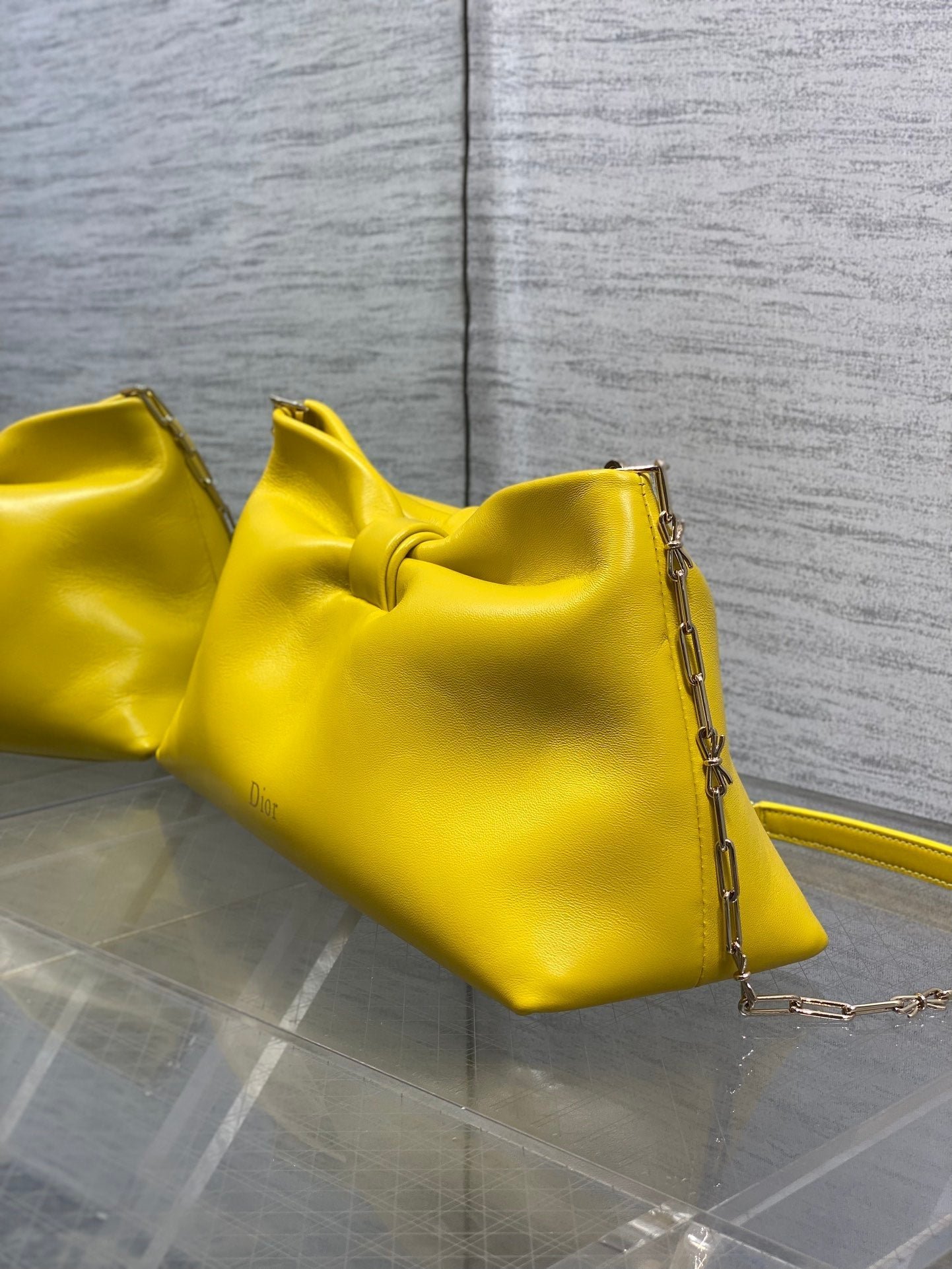 Dior Bow Chain Series Bright Yellow Lambskin Bag - Image 7
